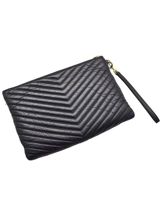 Luxury Saint Laurent Women s Quilted Leather Gold Clutch Bag 8868