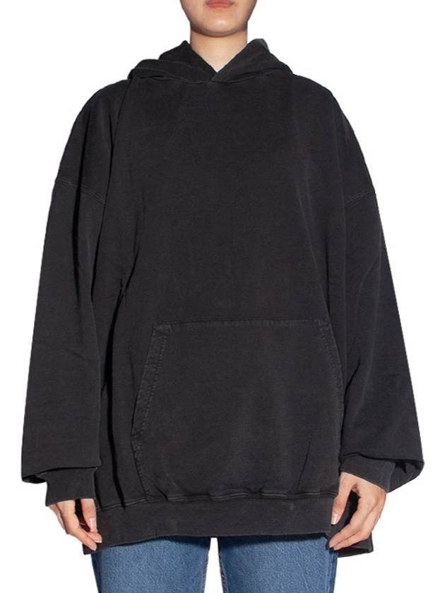 Luxury Balenciaga Back Logo Hooded Top Black