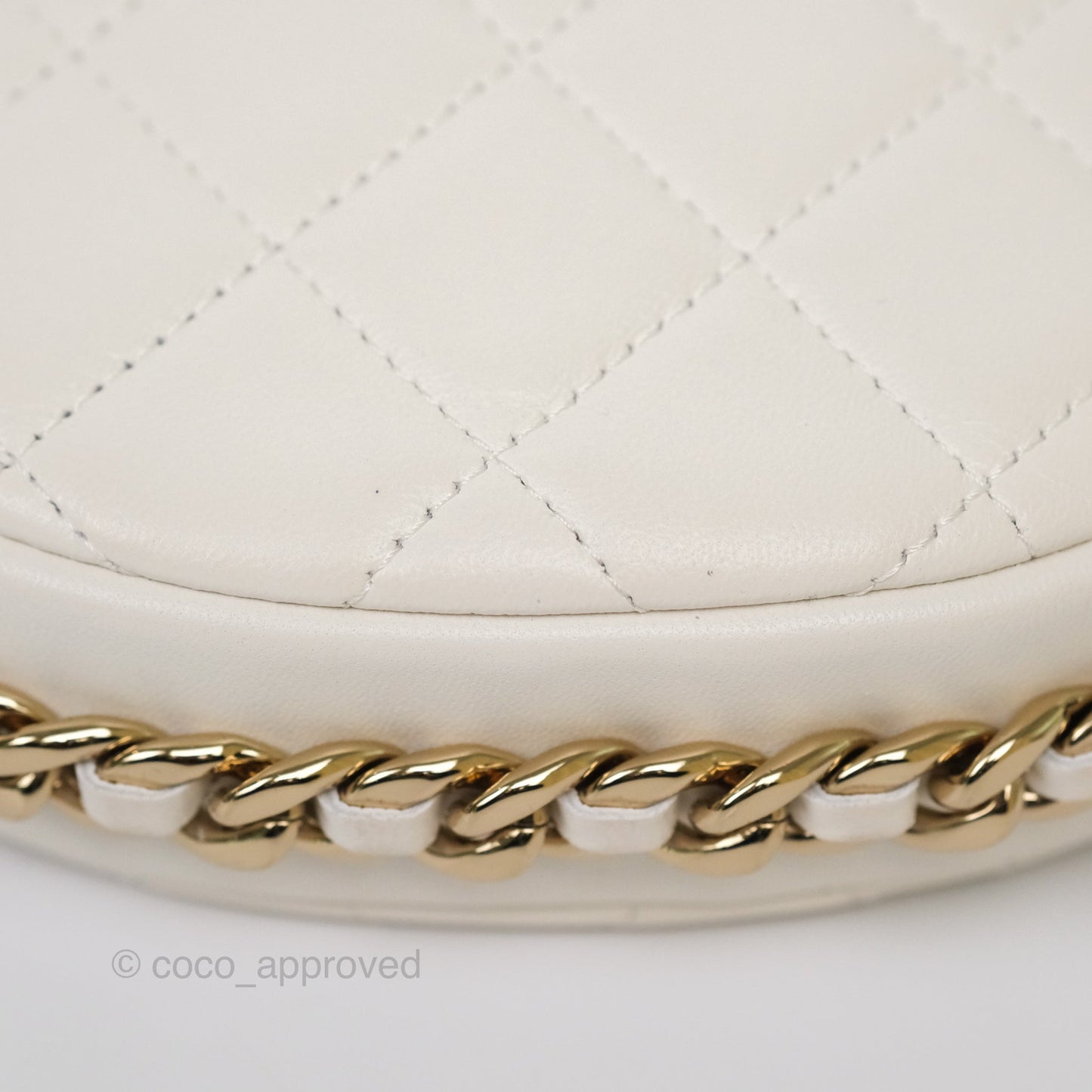 Chanel Chain Around Mini Hobo Pouch White Lambskin Gold Hardware 23C