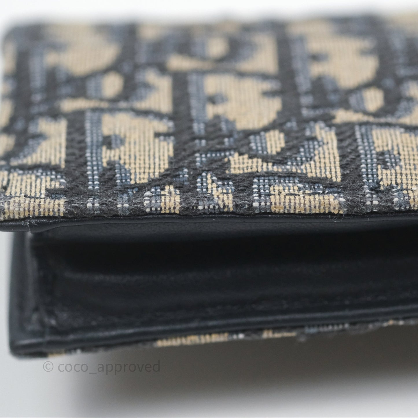 Christian Dior Saddle Flap Card Holder Blue Dior Oblique Jacquard