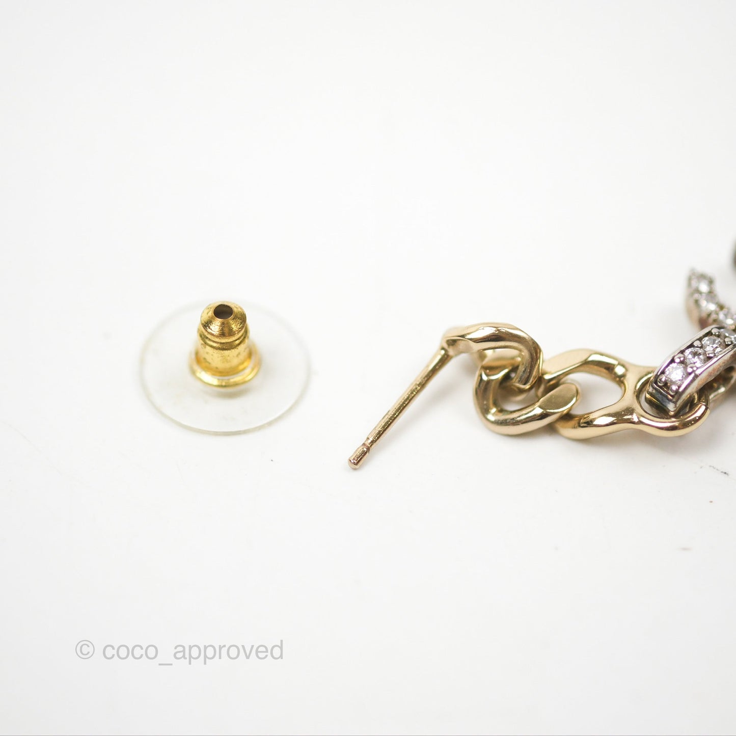 Chanel Chain CC Crystal Drop Earrings Gold & Silver Tone 22S