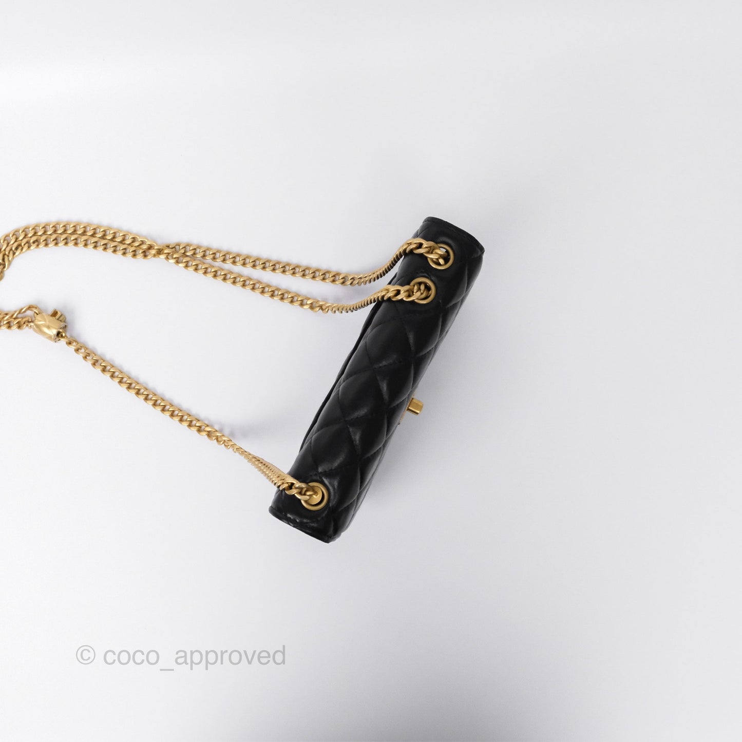 Chanel All Slide Wallet on Chain WOC Adjustable Chain Quilted Black Lambskin 22K