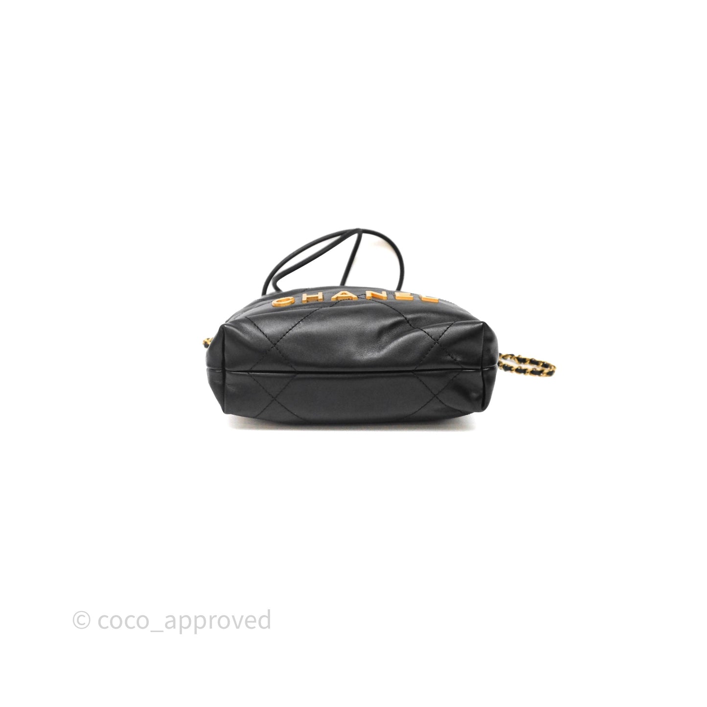Chanel 22 Mini Bag Black Crumpled Calfskin Aged Gold Hardware
