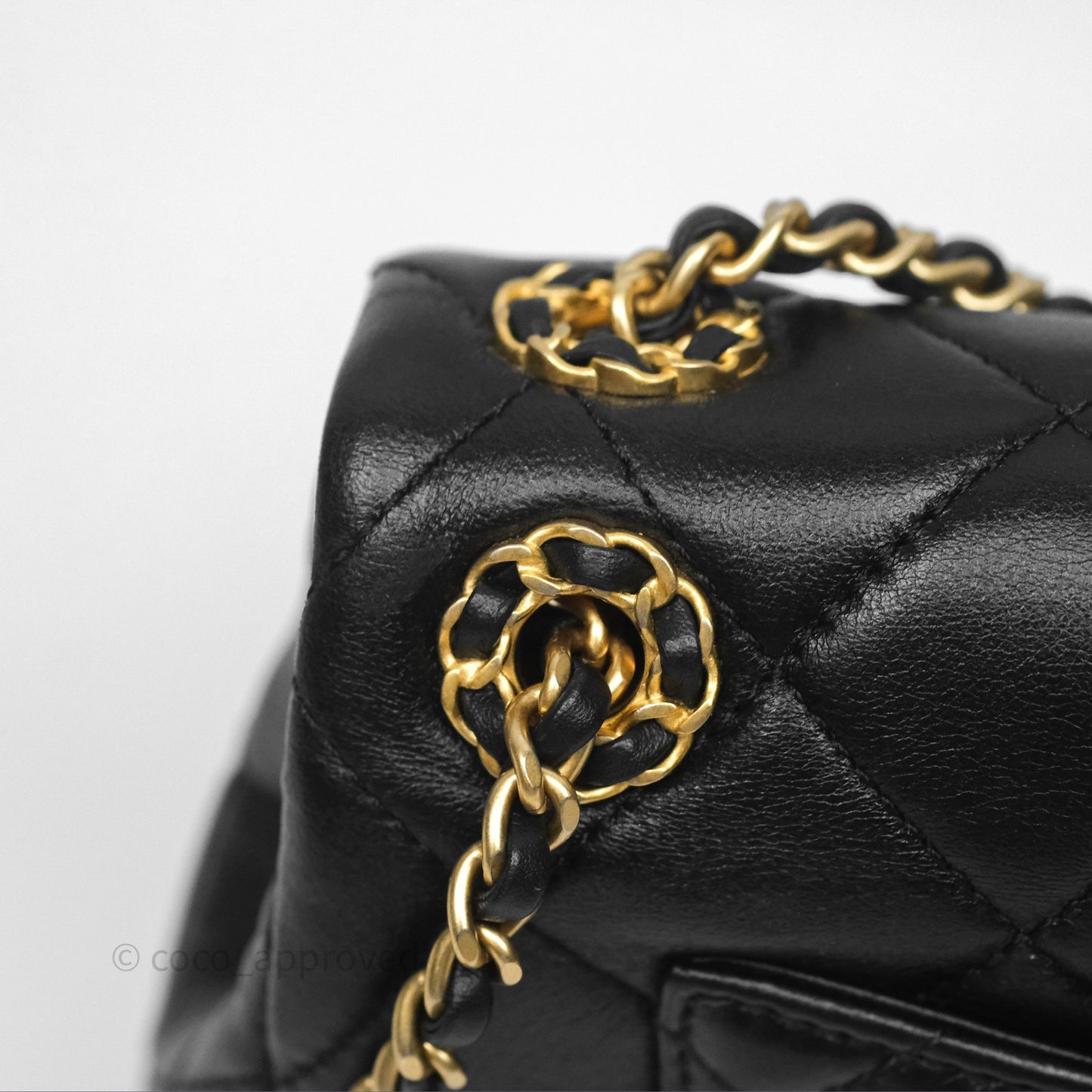 Chanel Flap Bag Black Lambskin Aged Gold Hardware 24P