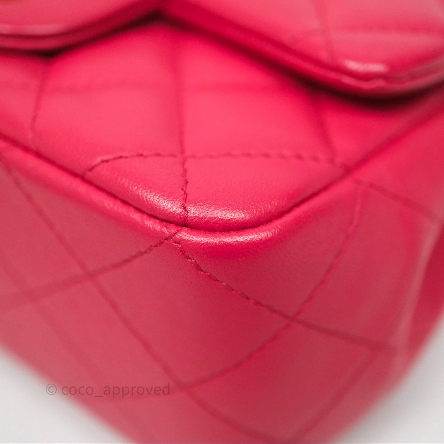 Chanel Mini Square Flap Quilted Dark Pink Lambskin Gold Hardware