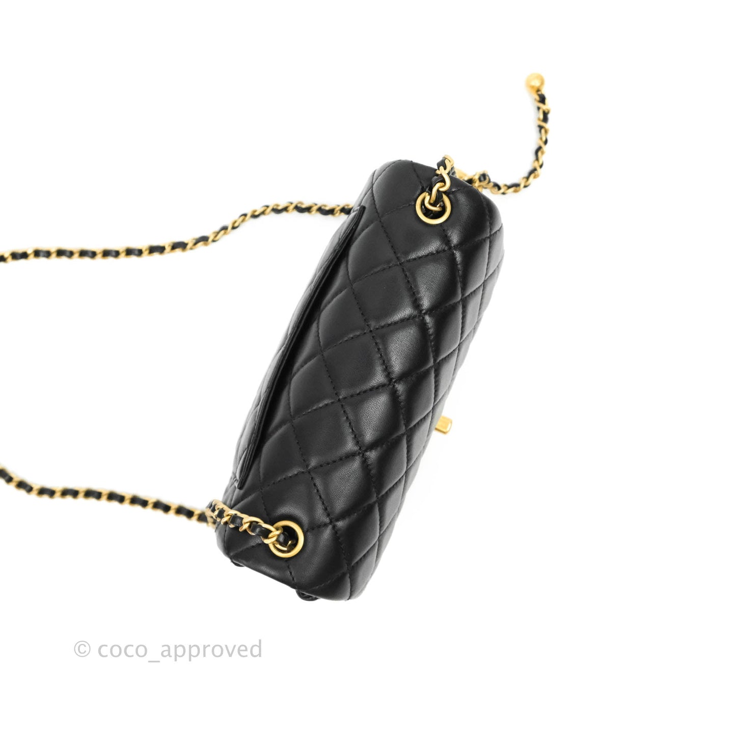 Chanel Mini Rectangular Pearl Crush Quilted Black Lambskin Gold Hardware