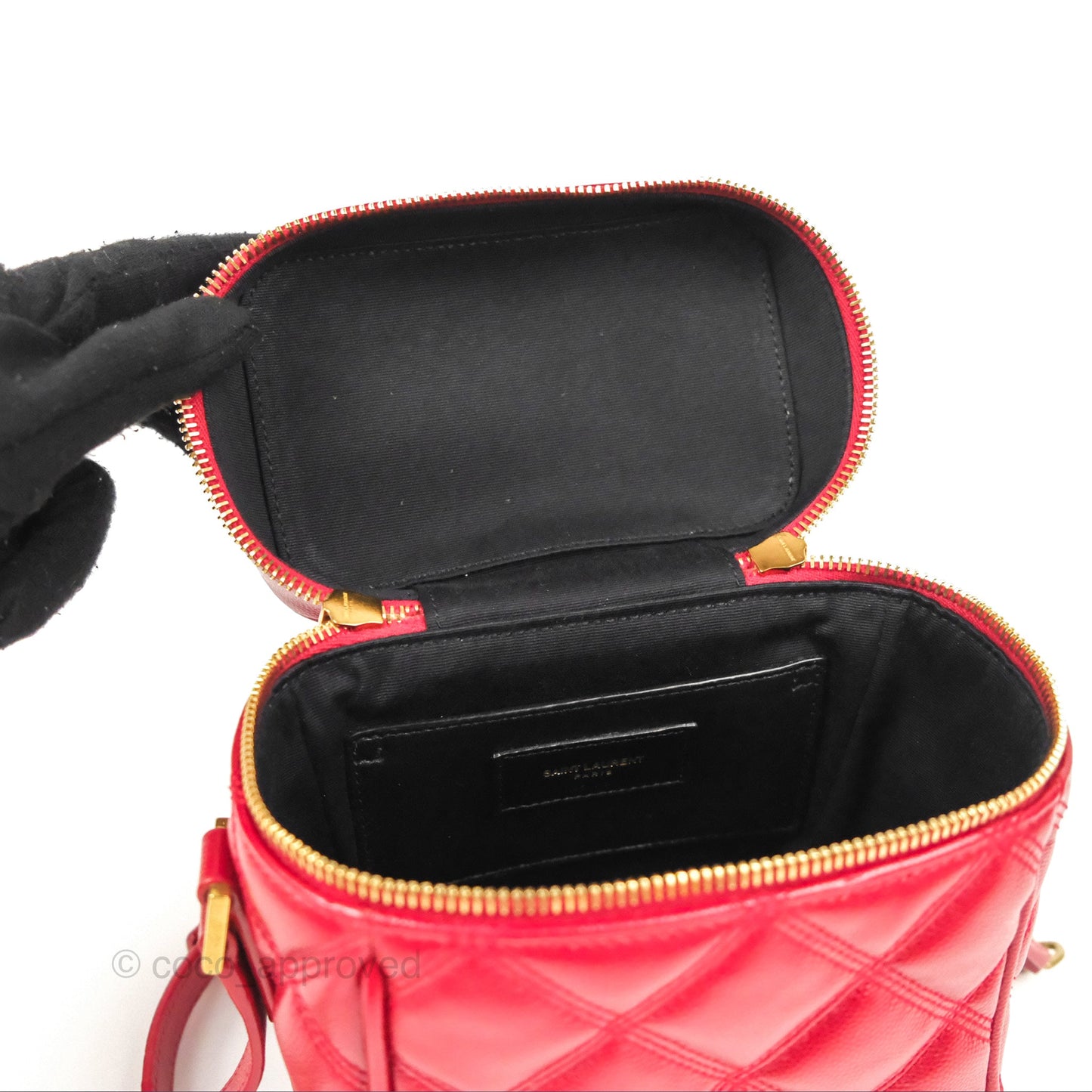 Saint Laurent 80's Vanity Bag Quilted Red Grained Calfskin