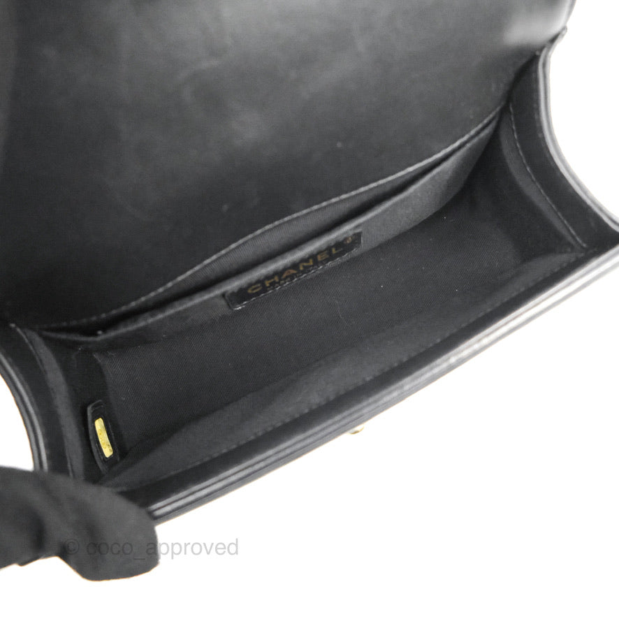 Chanel Small Boy Black Lambskin Aged Gold Hardware