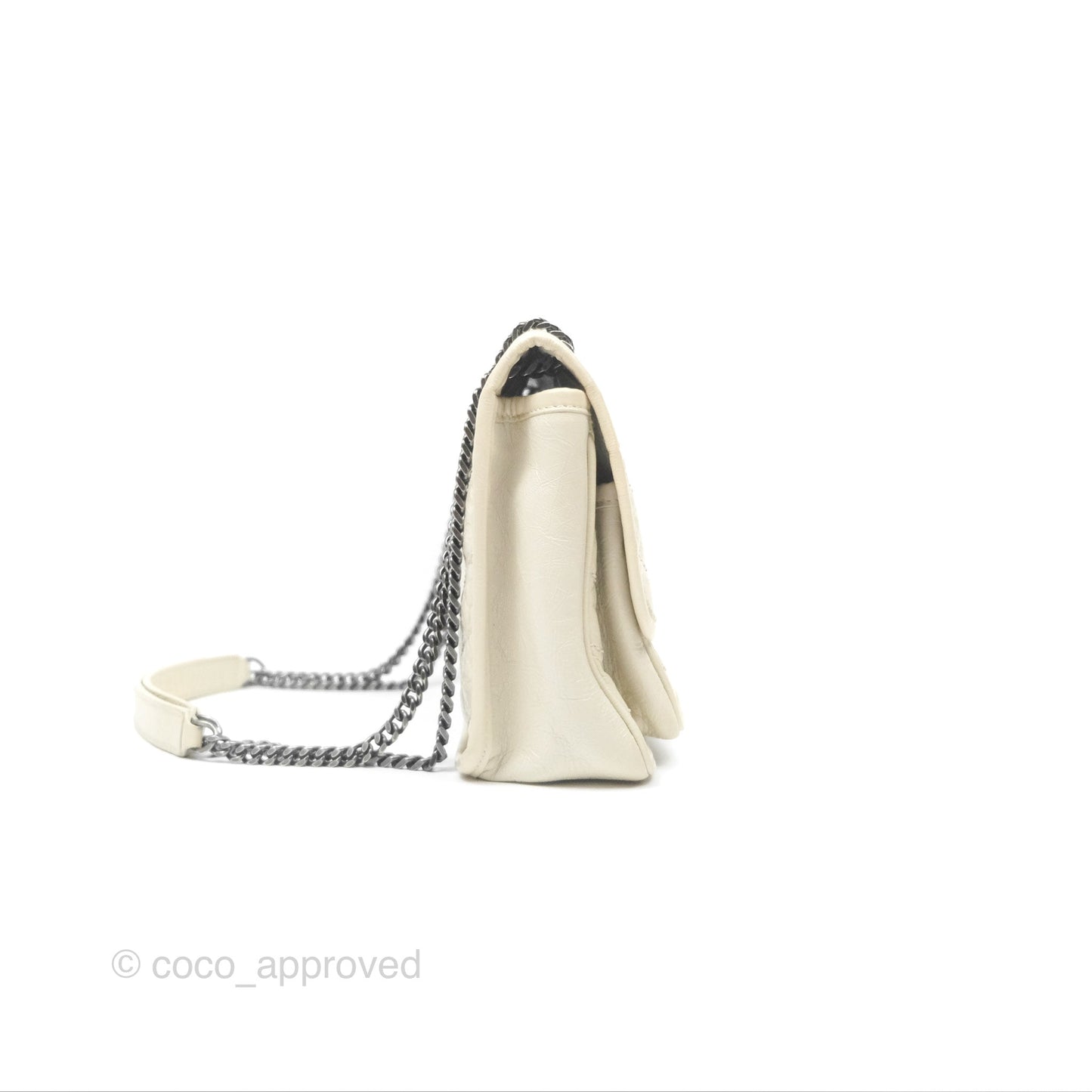 Saint Laurent Niki Baby Chain Bag Blanc Vintage Calfskin Brushed Palladium Hardware