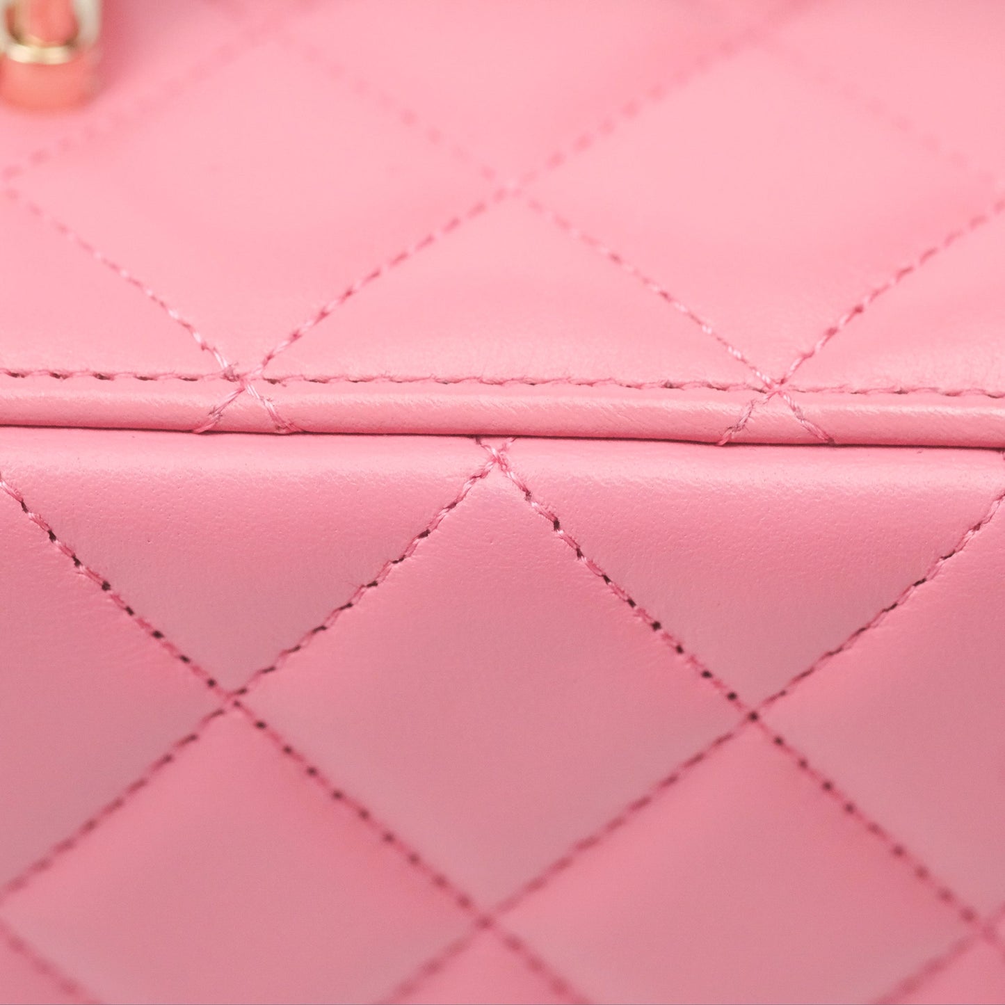 Chanel Vanity Rectangular Top Handle Pink Lambskin Gold Hardware