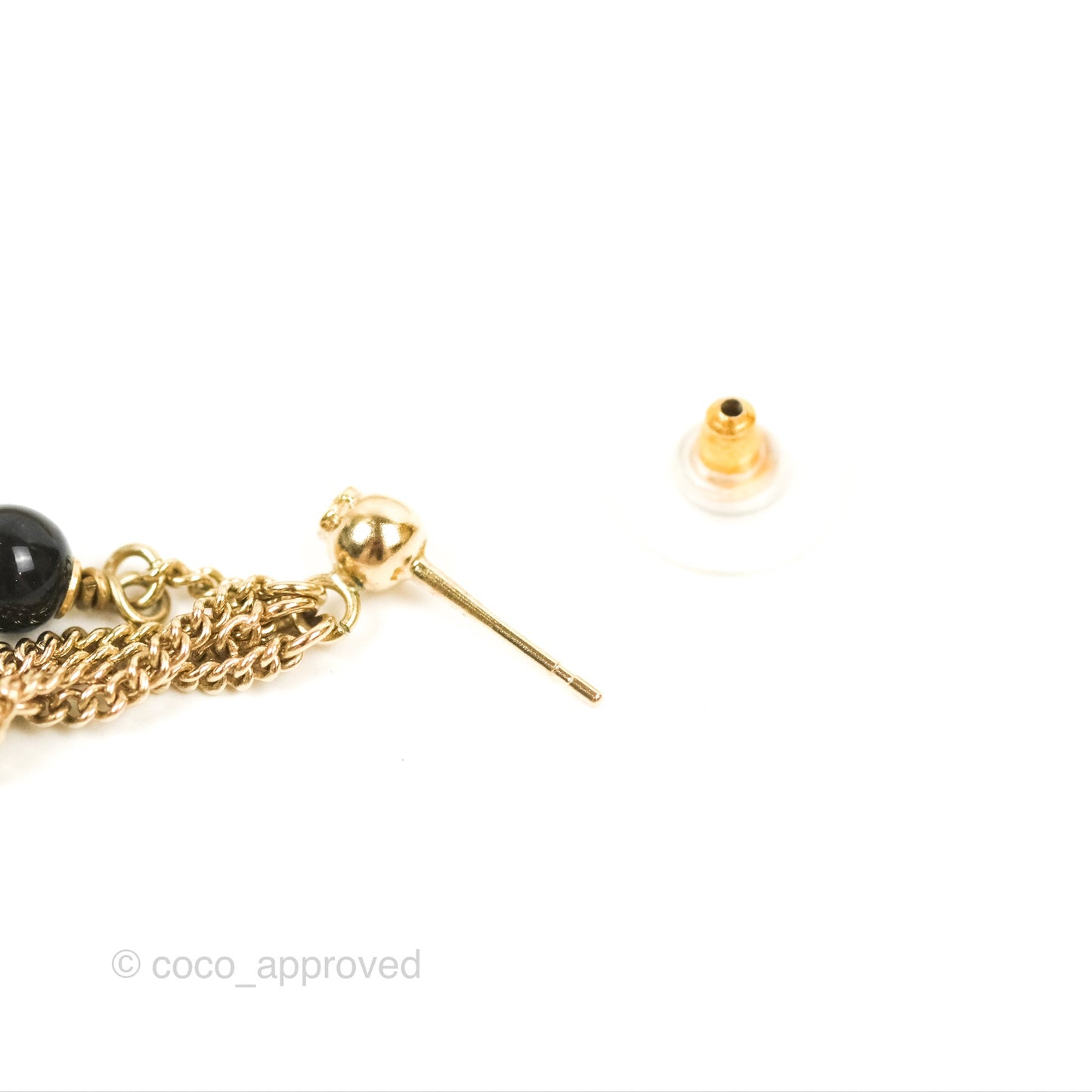 Chanel CC Charm Long Drop Earrings Gold Tone 18B