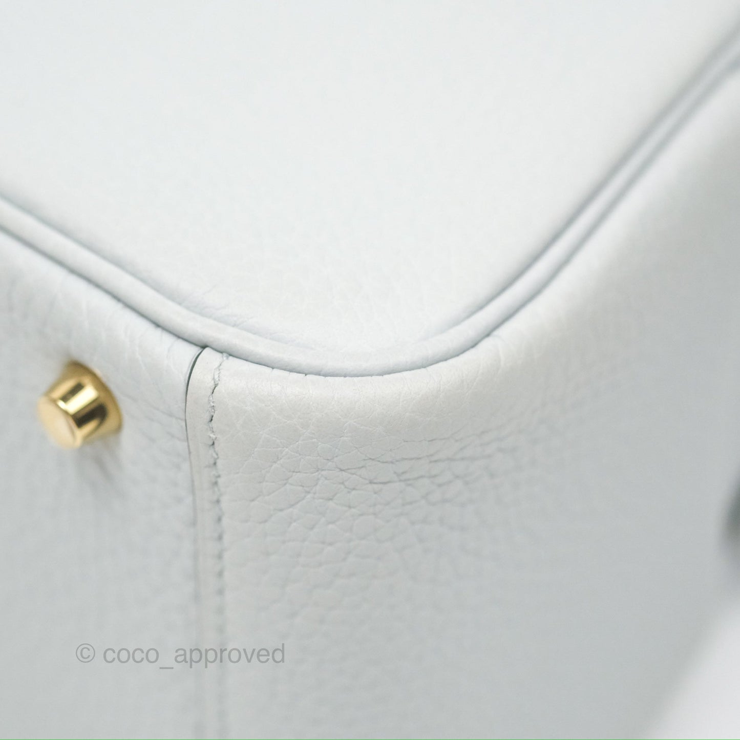 Hermès Mini Lindy 20 Bleu Pale Clemence Gold Hardware