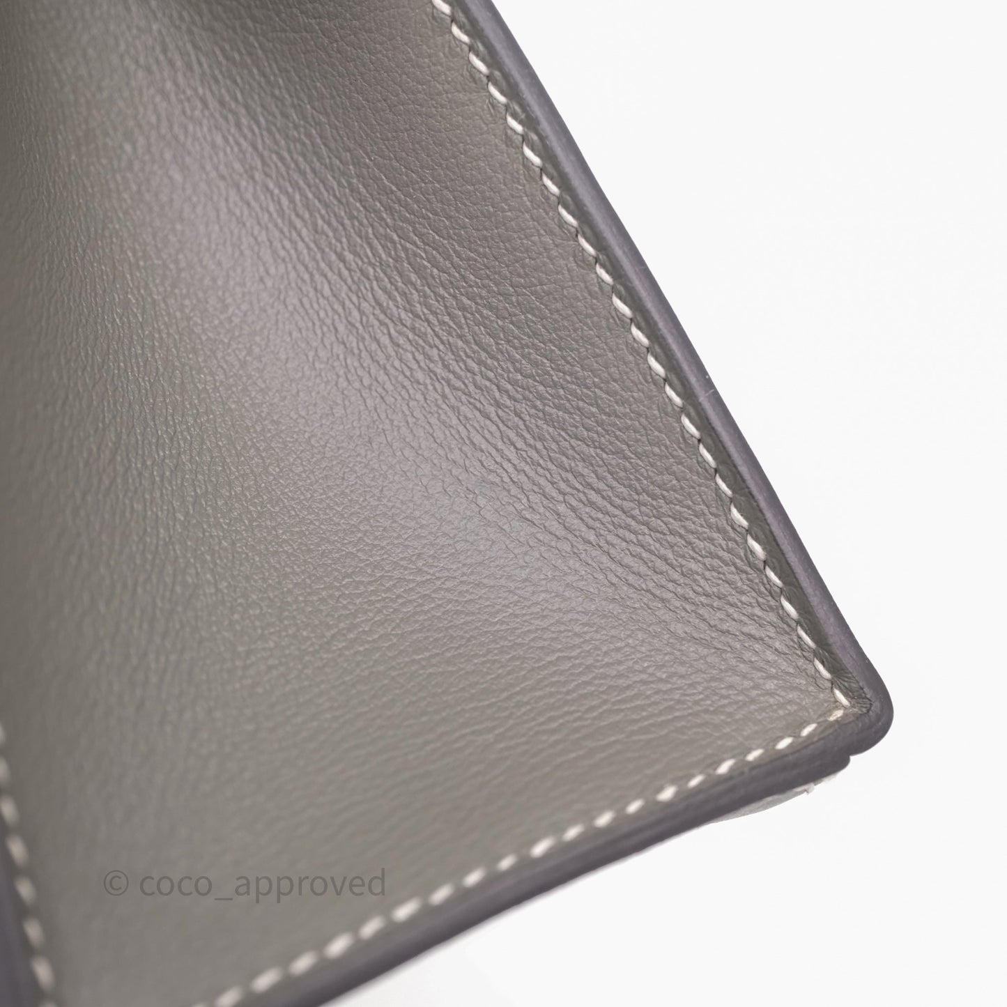 Hermès Kelly Pochette Clutch Gris Meyer 0L/ Craie 10 Swift Palladium Hardware