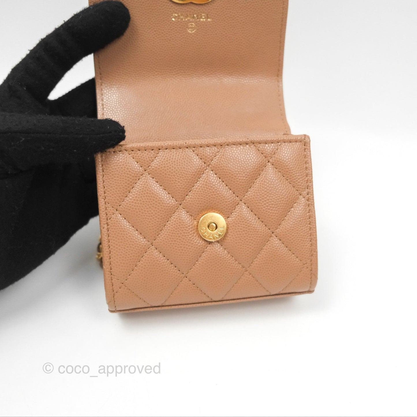 Chanel CC Chain Clutch with Chain Beige Caviar Gold Hardware