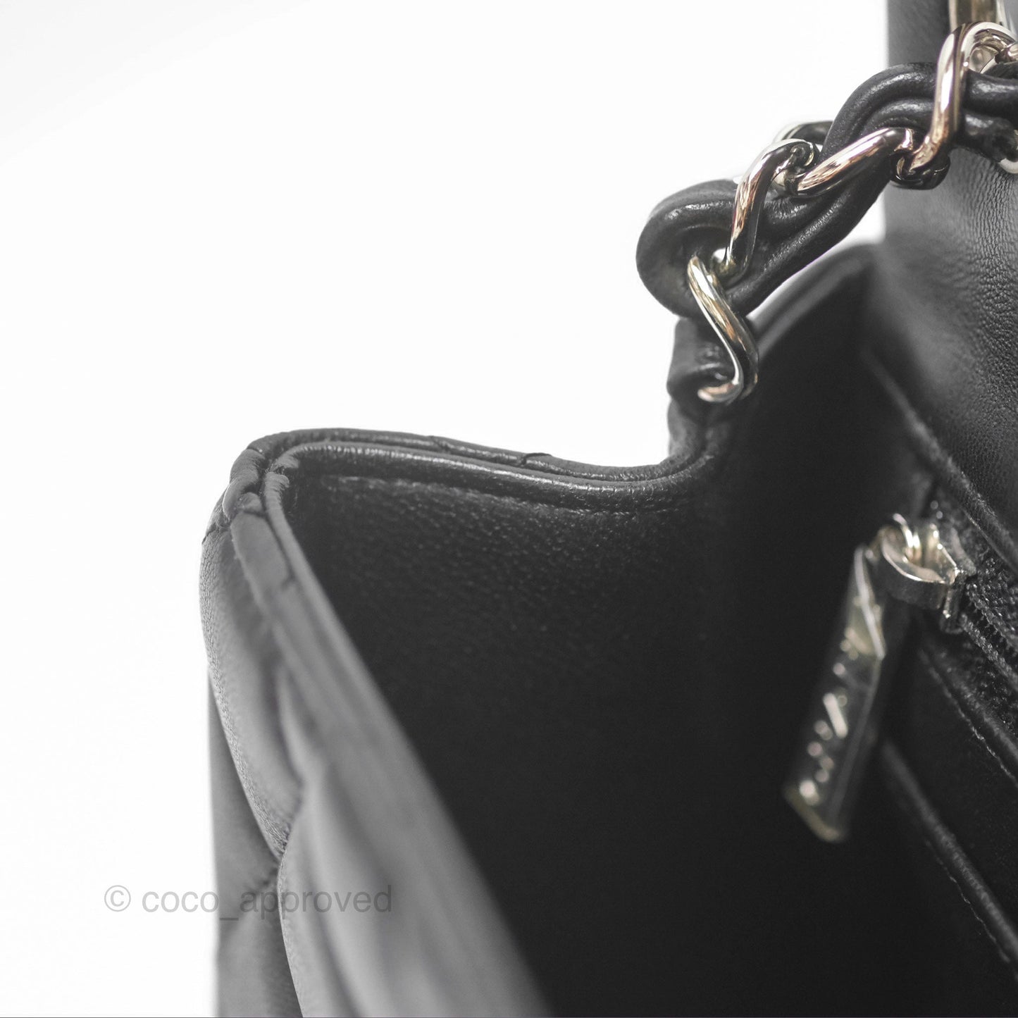 Chanel Mini Square Flap Quilted Black Lambskin Silver Hardware