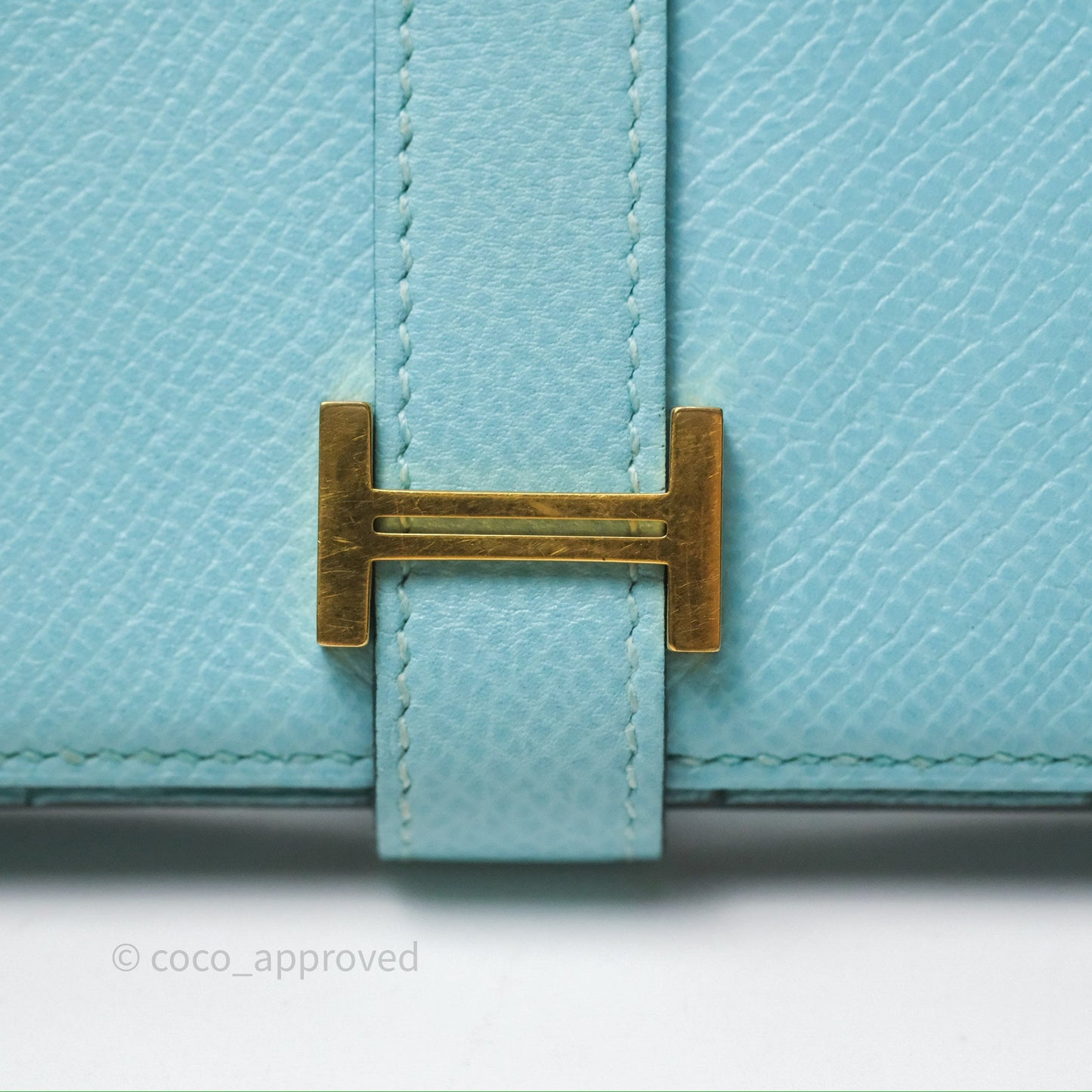 Hermès Bearn Long Wallet Bleu Atoll 3P Epsom Gold Hardware