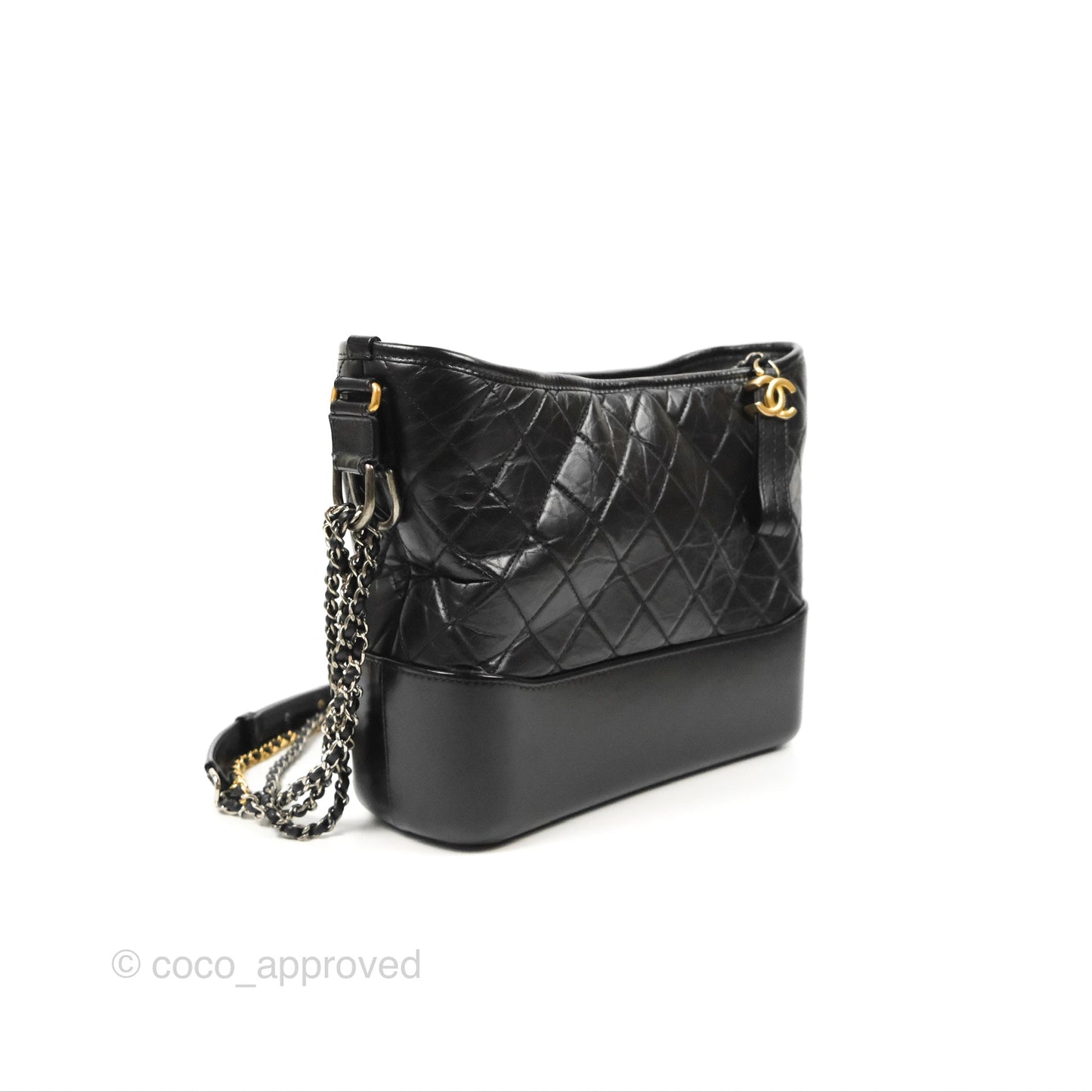 Chanel Medium Gabrielle Hobo Quilted Black Aged Calfskin Mixed Hardware