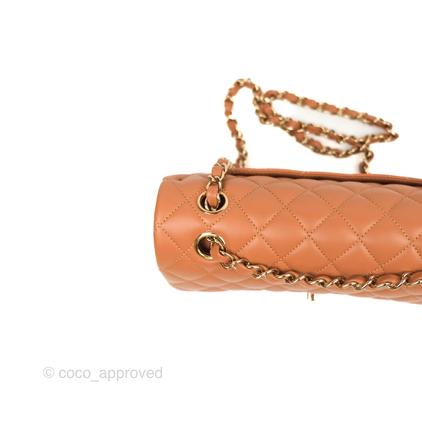Chanel Small Classic Quilted Flap Dark Beige Caramel Lambskin Gold Hardware