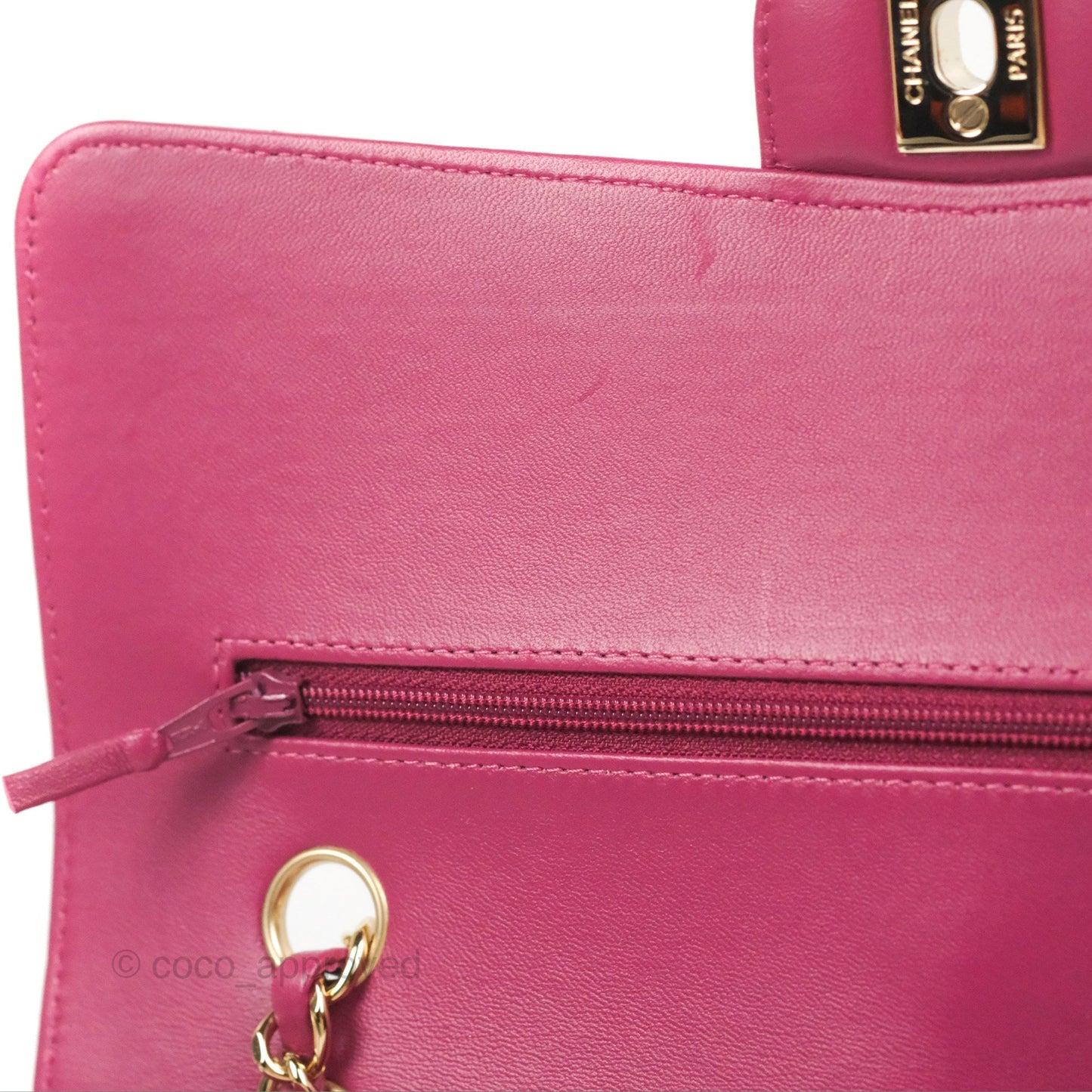 Chanel Medium Classic Flap Chevron Plum Pink Lambskin Gold Hardware