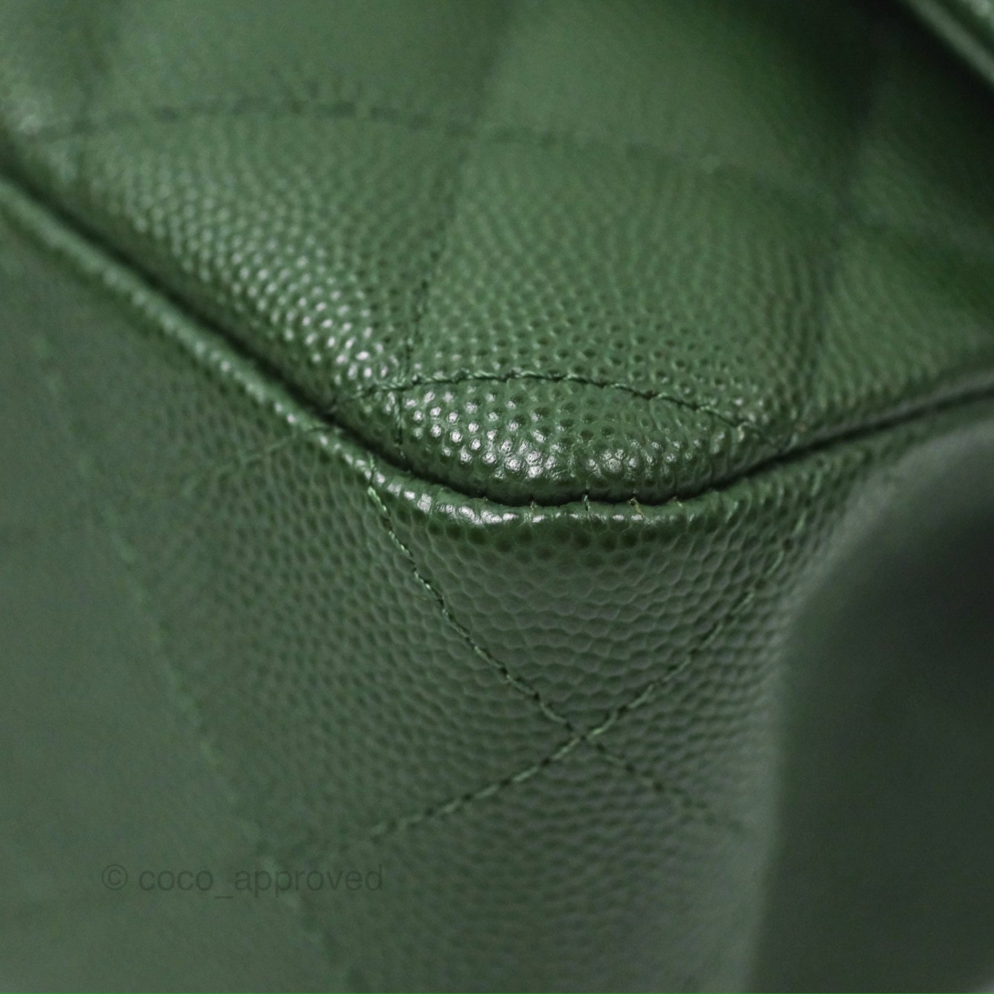 Chanel Classic M/L Medium Flap Quilted Dark Green Caviar Silver Hardware
