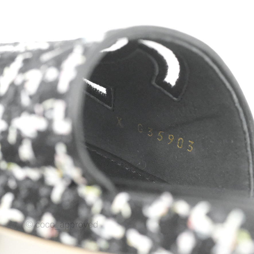 Chanel CC Sandals Black Tweed Size 35