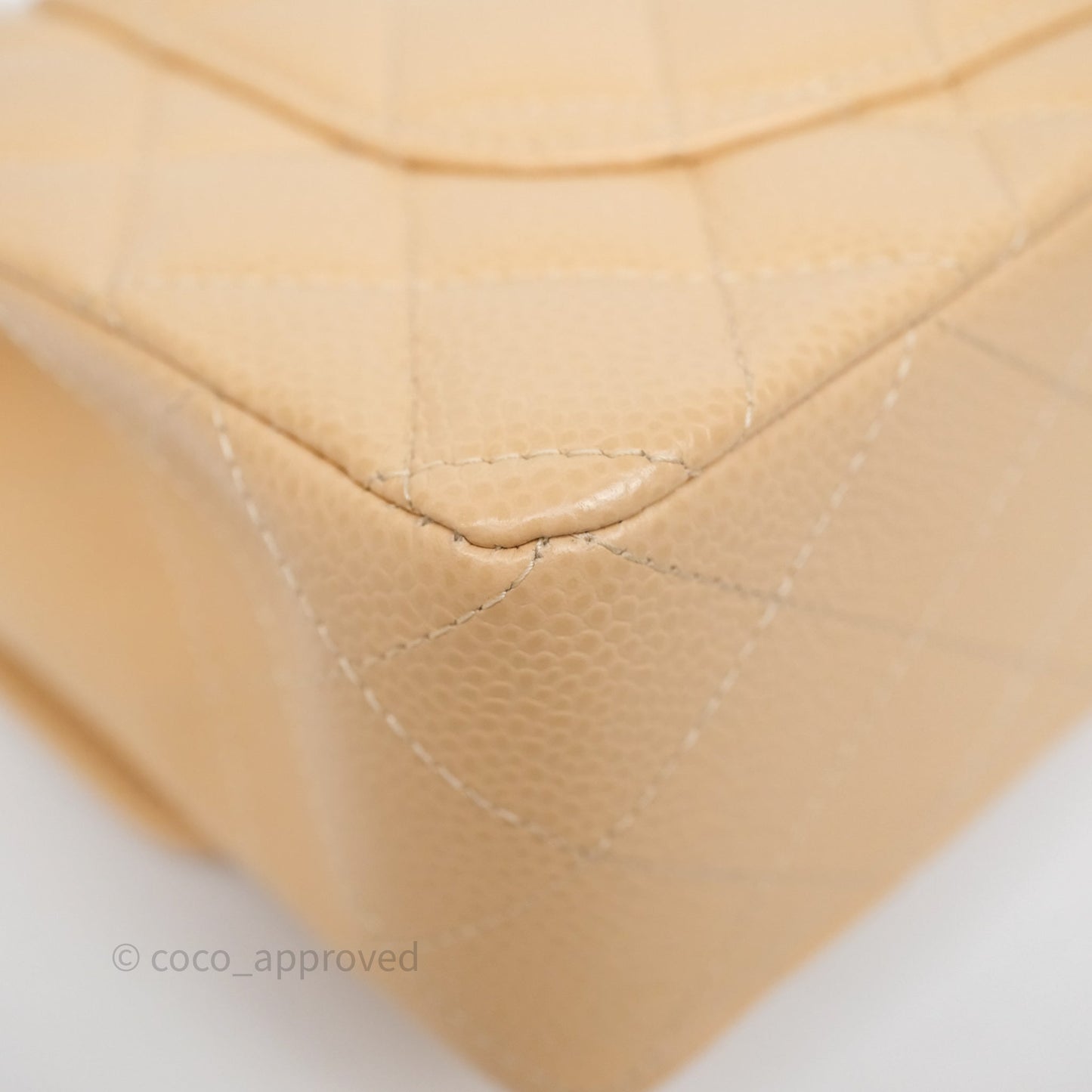 Chanel Small Classic Flap Quilted Beige Caviar Gold Hardware
