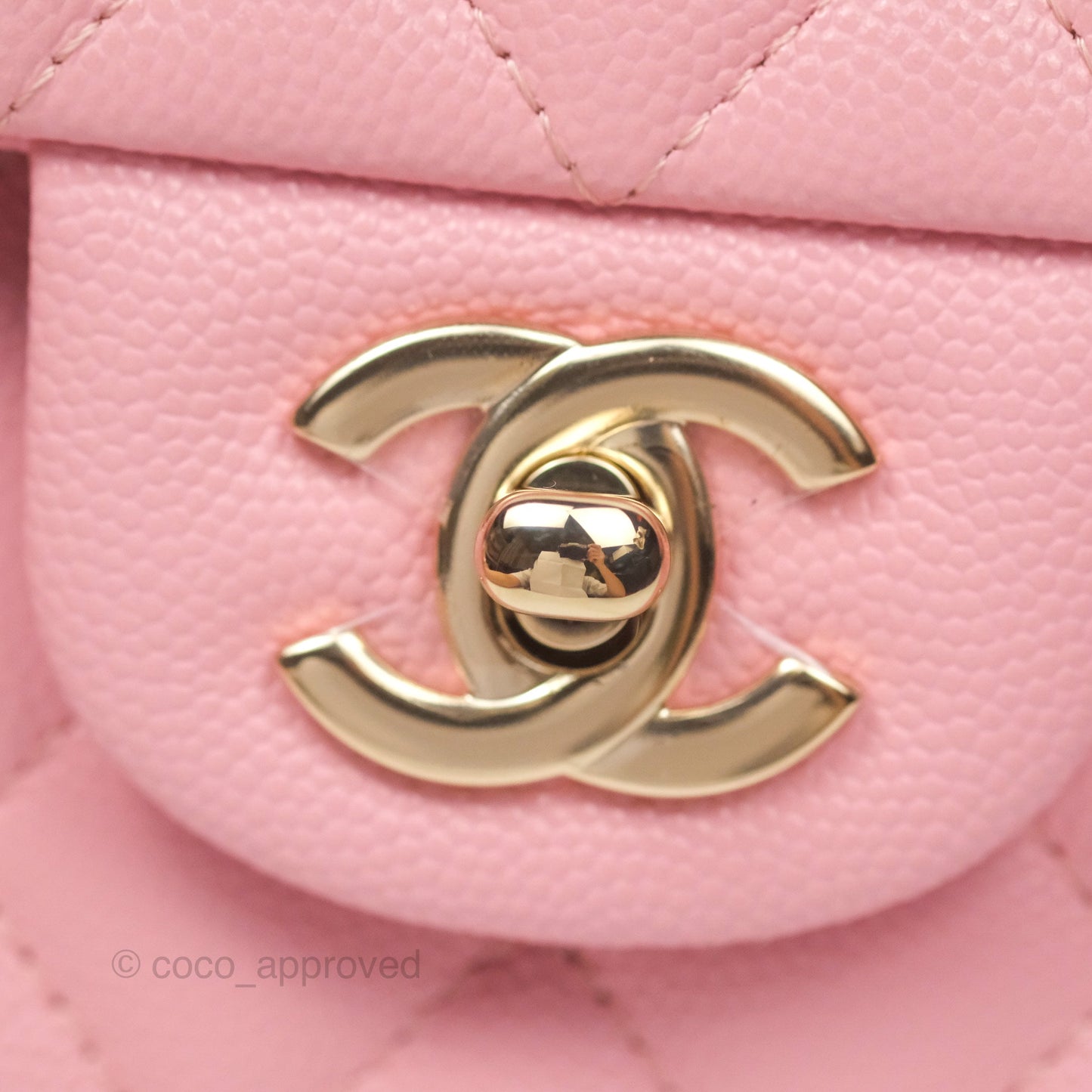 Chanel Small Classic Flap Quilted Sakura Pink Caviar Gold Hardware 22C