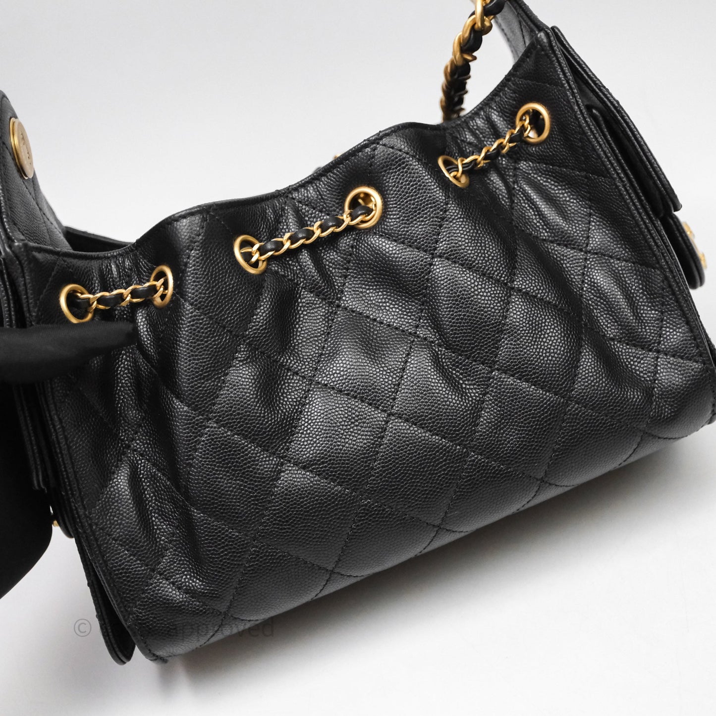 Chanel 25 Mini Black Caviar Aged Gold Hardware