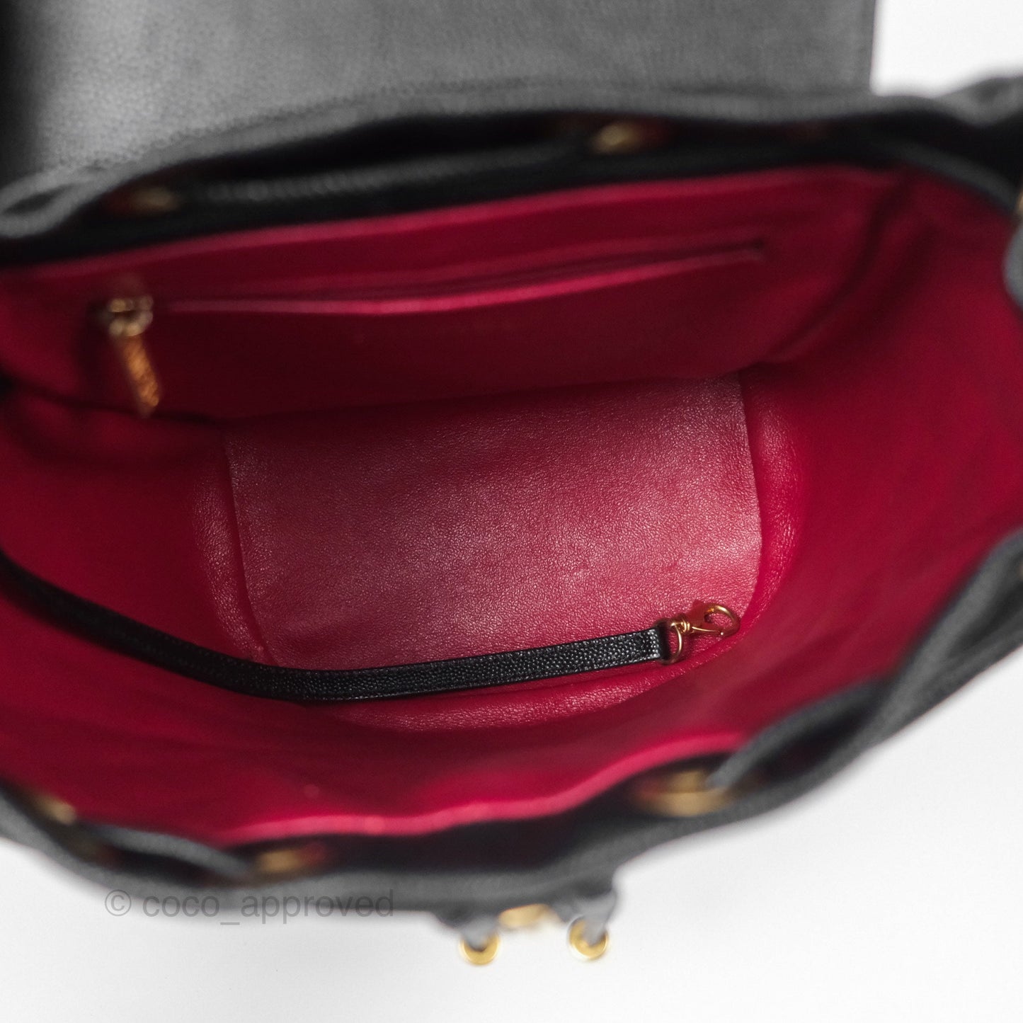 Chanel Small Quilted Filigree Backpack Black Caviar Aged Gold Hardware