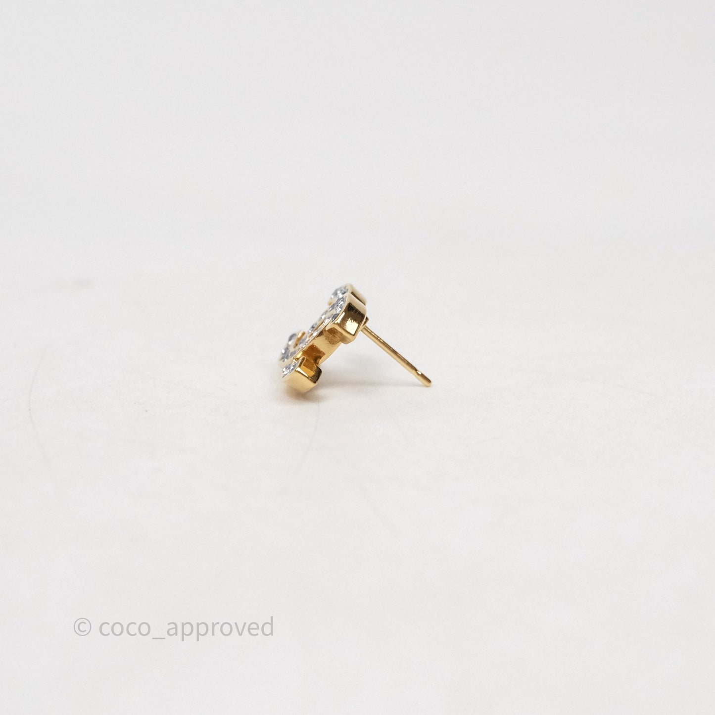 Chanel Crystal CC Earrings Gold Tone 25A