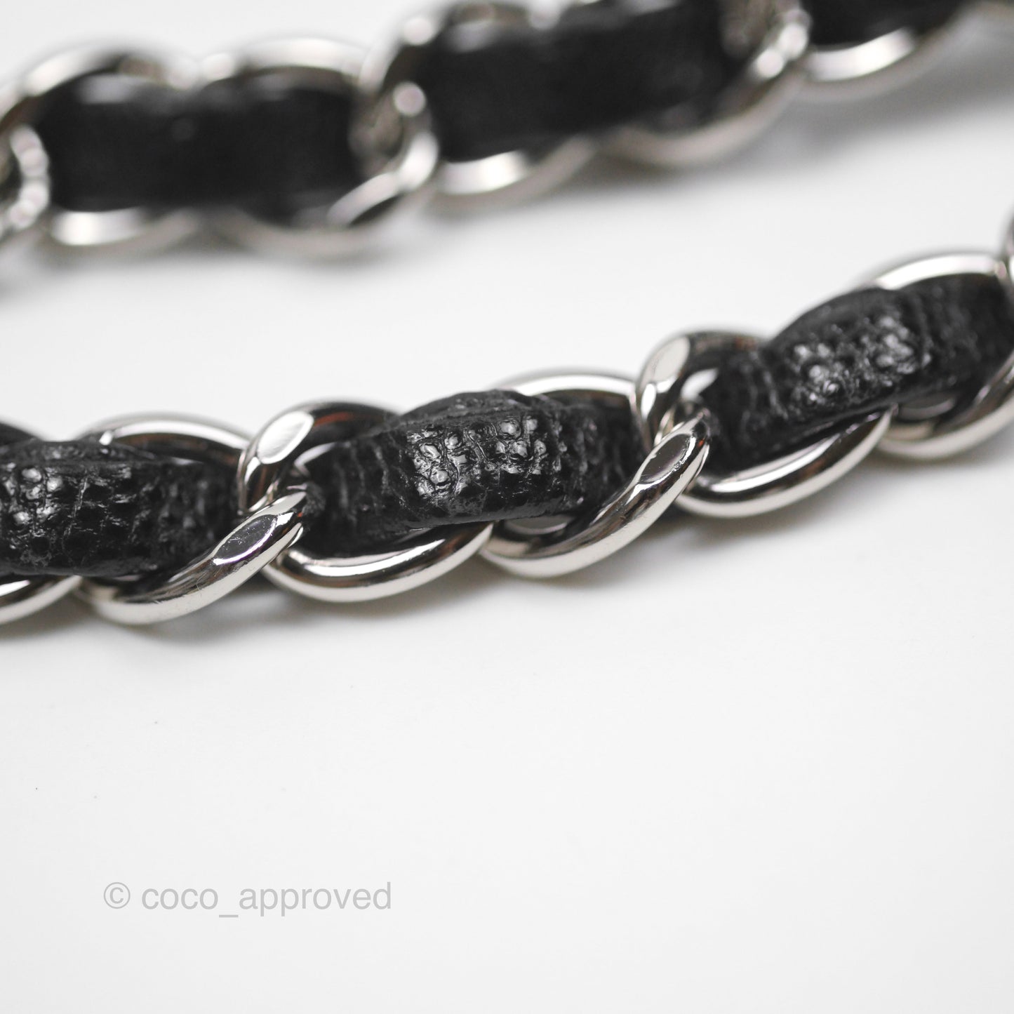Chanel Mini Square Chevron Black Caviar Silver Hardware