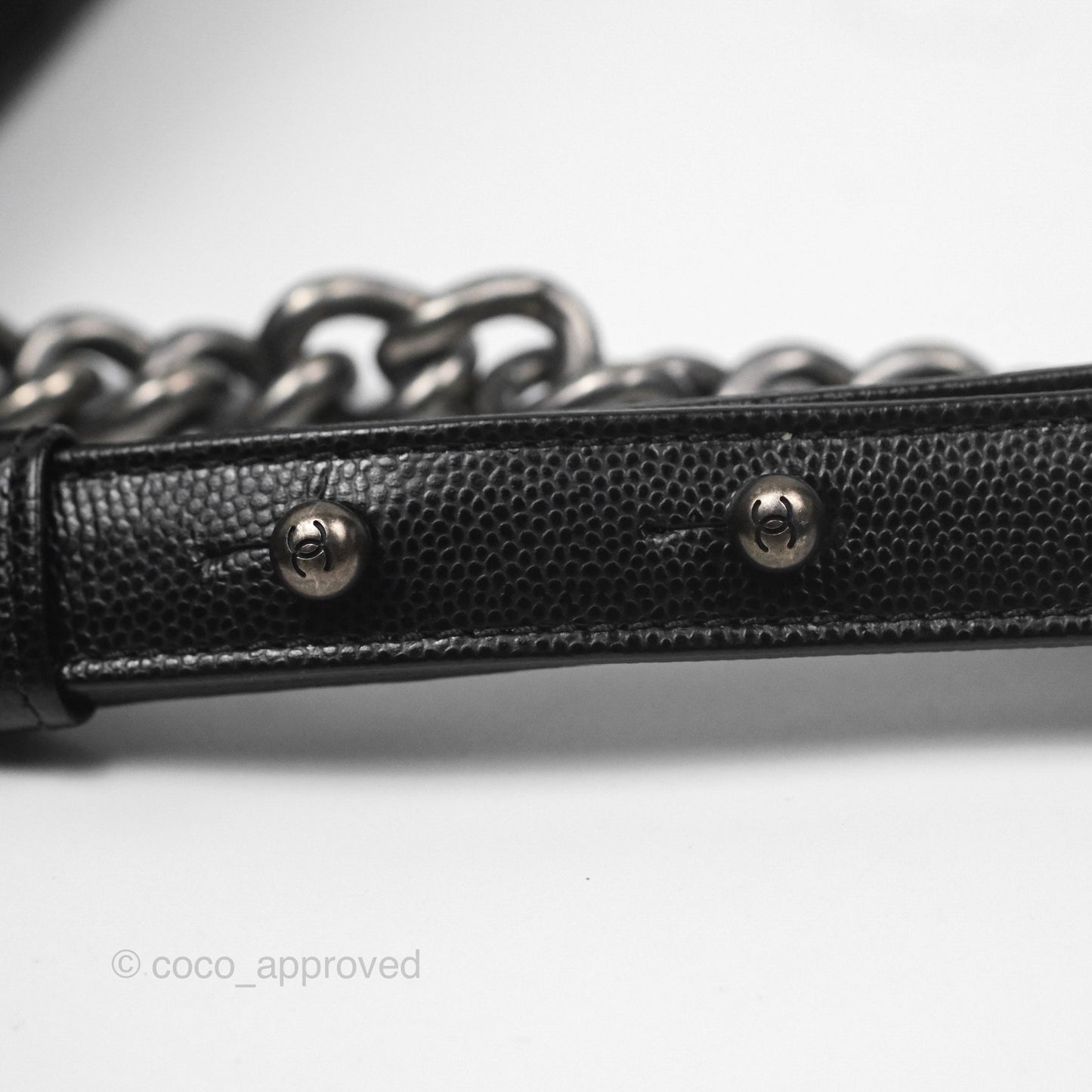 Chanel Medium Boy Quilted Black Caviar Ruthenium Hardware