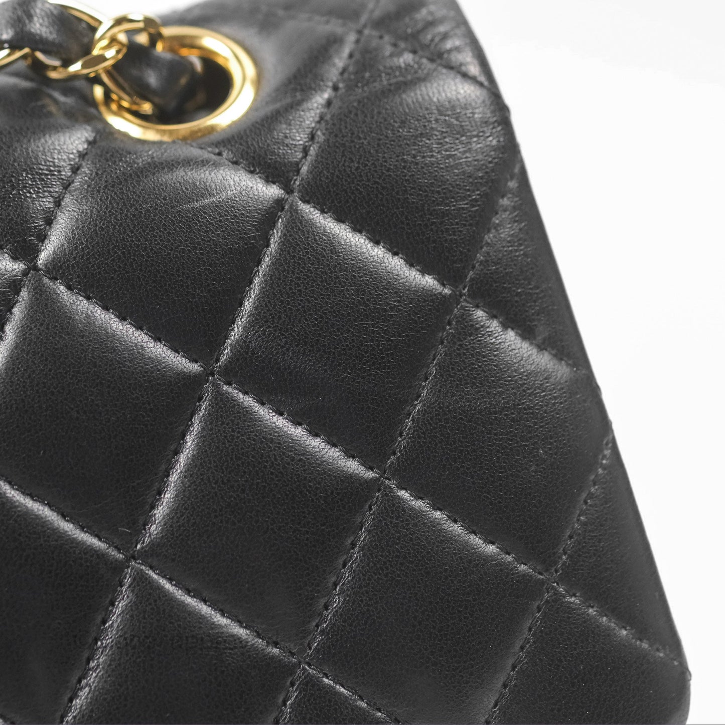 Chanel Classic M/L Medium Flap Quilted Black Lambskin Gold Hardware