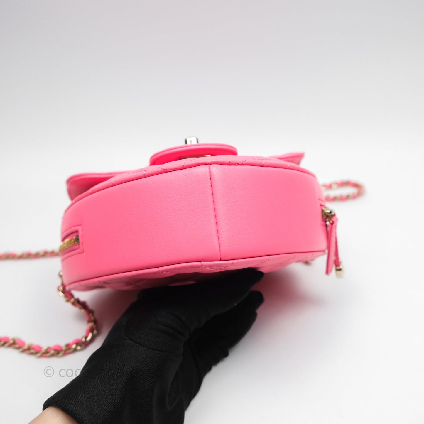 Chanel Large Heart Bag Pink Lambskin Gold Hardware 22S