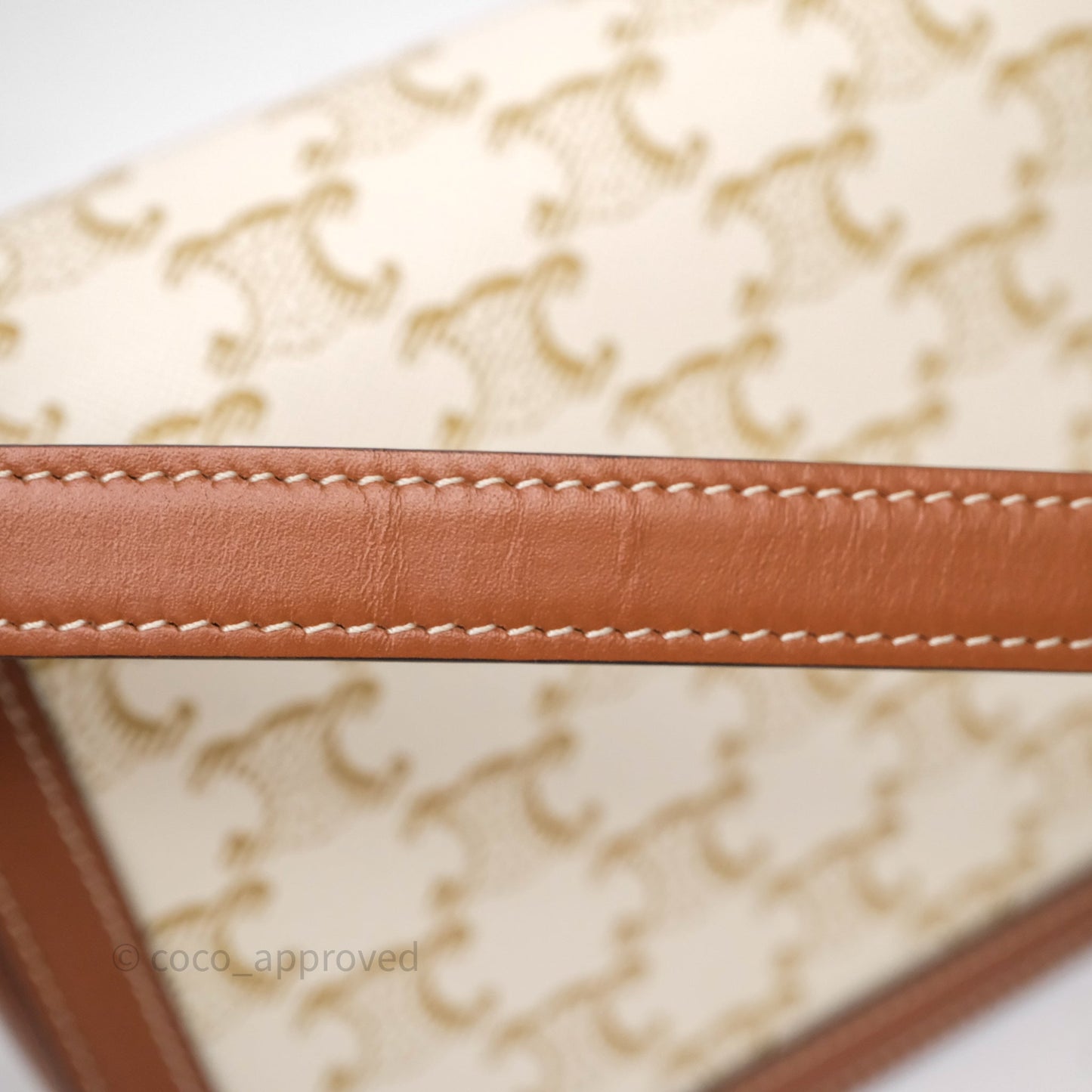 Celine Teen Triomphe Bag Triomphe Canvas Tan Calfskin