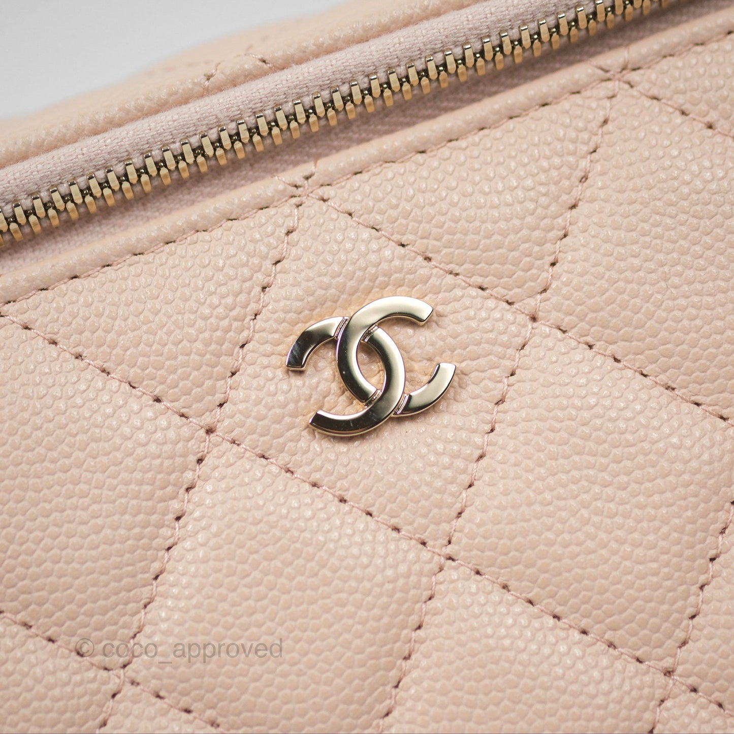Chanel Vanity with Classic Chain Light Beige Caviar Gold Hardware 22C