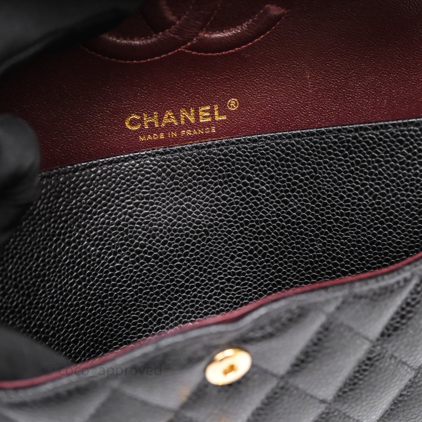 Chanel Classic M/L Medium Flap Quilted Black Caviar Gold Hardware