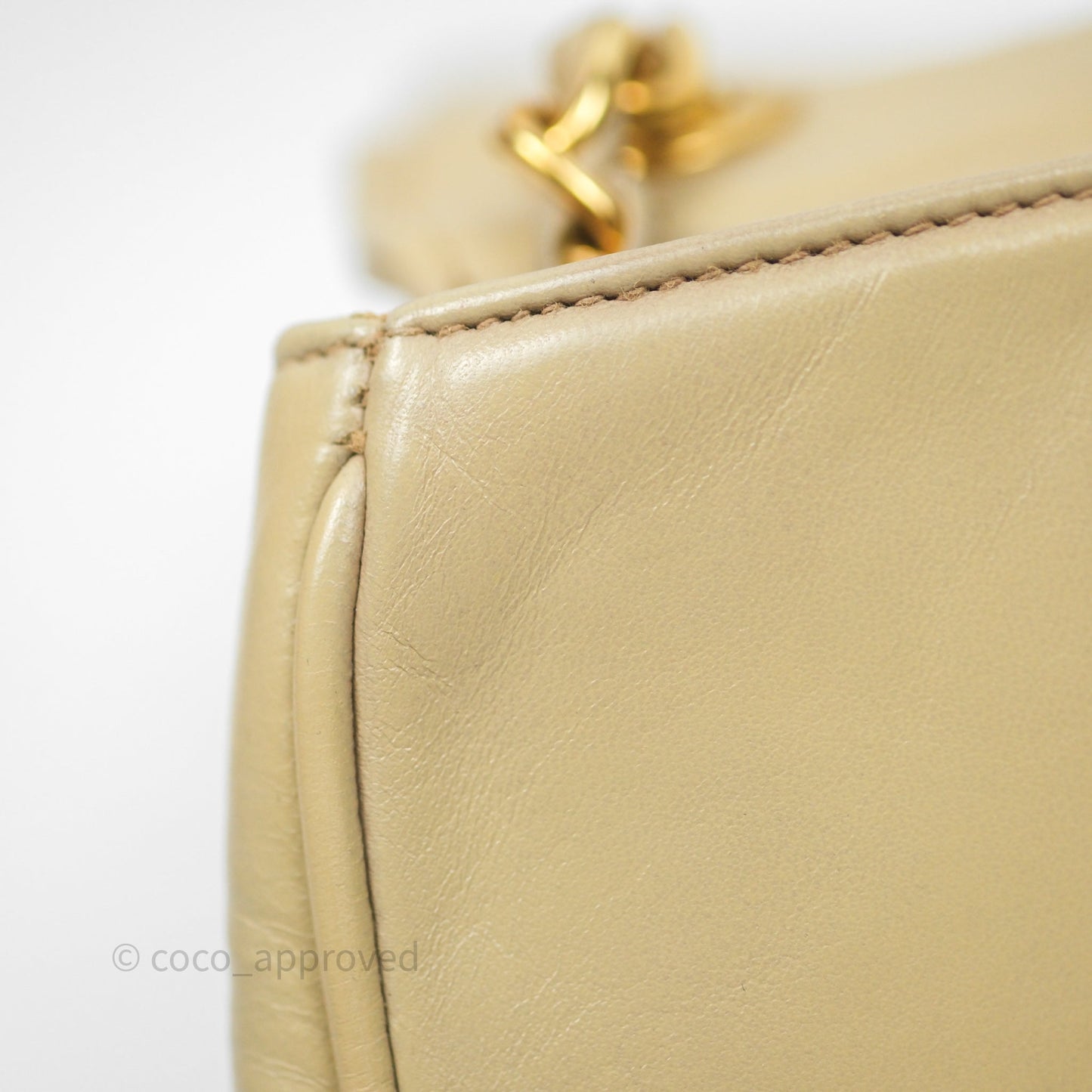 Chanel Vintage CC Flap Bag Beige Lambskin Gold Hardware