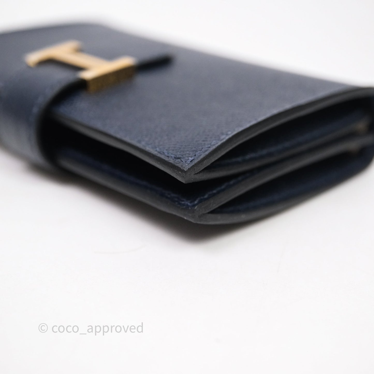 Hermès Bearn Mini Wallet Bleu Nuit 2Z Epsom Gold Hardware
