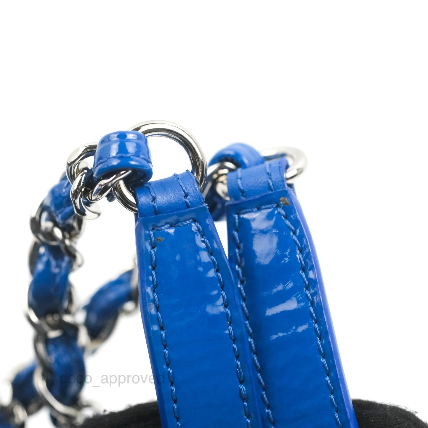 Chanel Round As Earth Bag with Owl Charm Blue Patent Silver Hardware