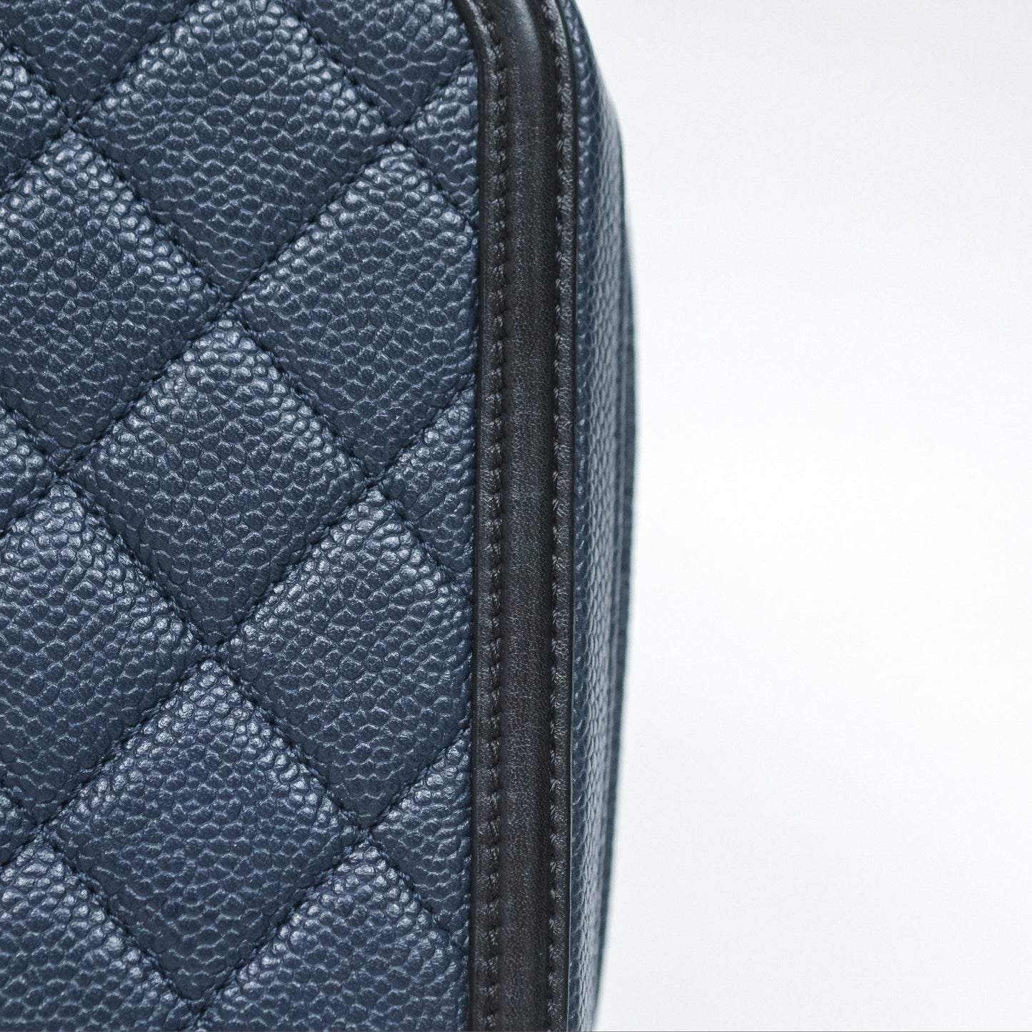 Chanel Quilted Medium CC Filigree Vanity Case Dark Navy Caviar Gold Hardware