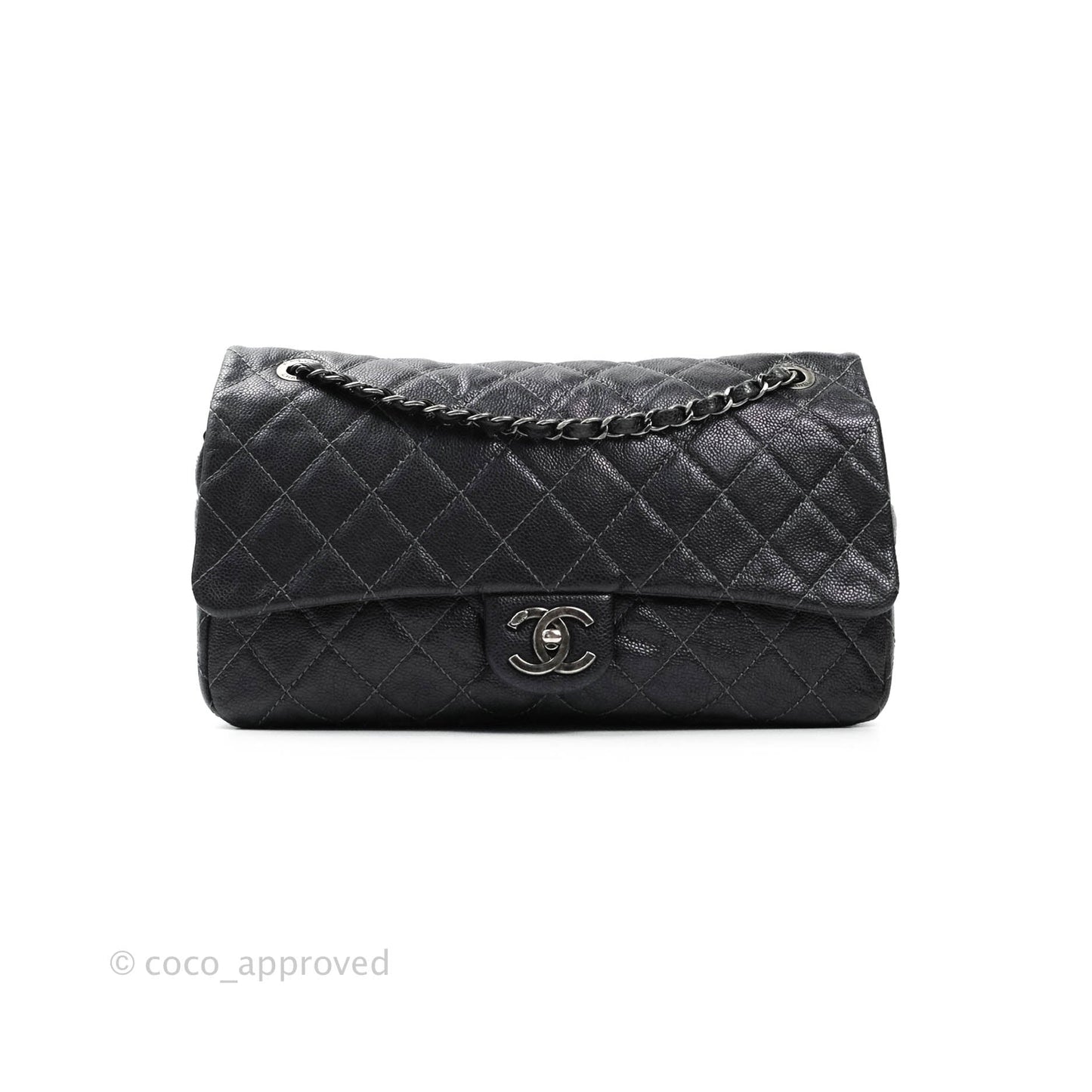Chanel Jumbo Easy Flap Bag Caviar Dark Grey Ruthenium Hardware