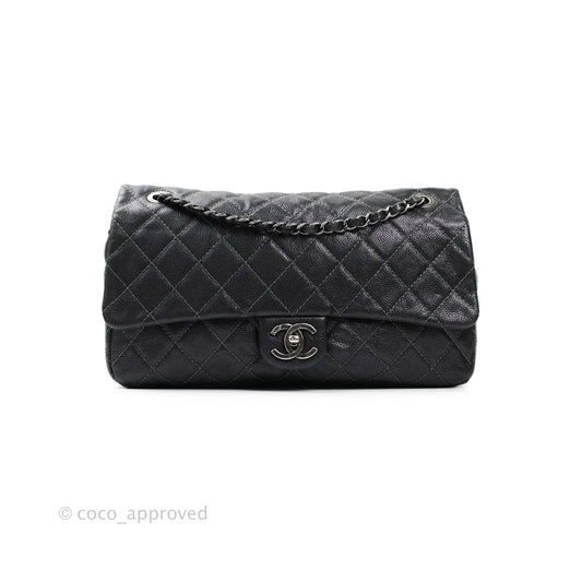 Chanel Jumbo Easy Flap Bag Caviar Dark Grey Ruthenium Hardware