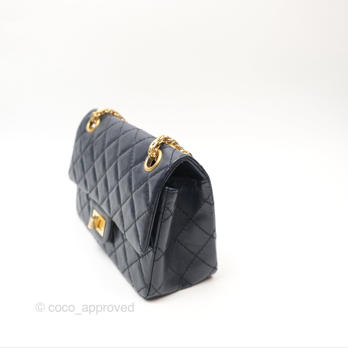 Chanel Mini Reissue 224 Navy Aged Calfskin Aged Gold Hardware