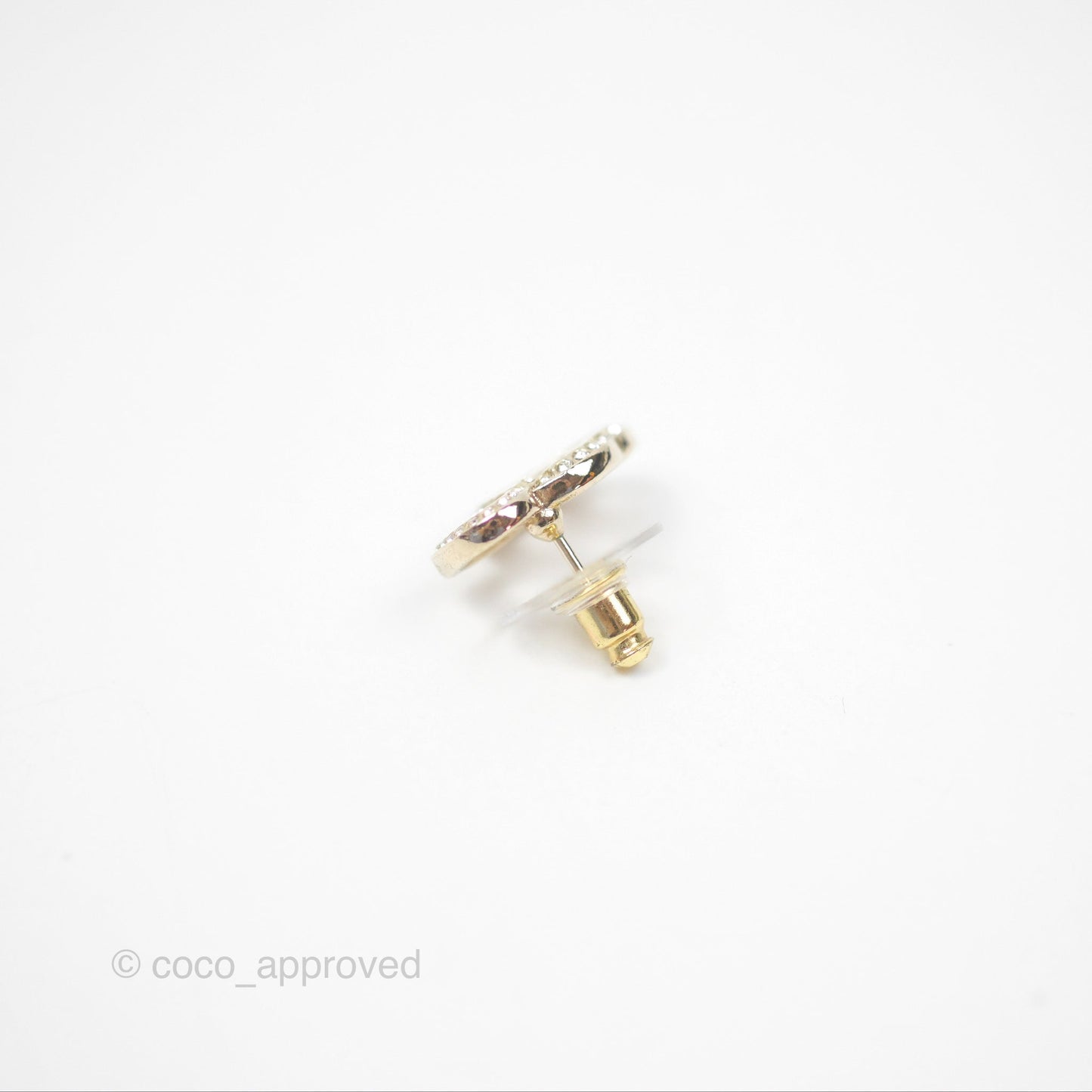 Chanel Crystal CC Double Heart Earrings Gold Tone 23B