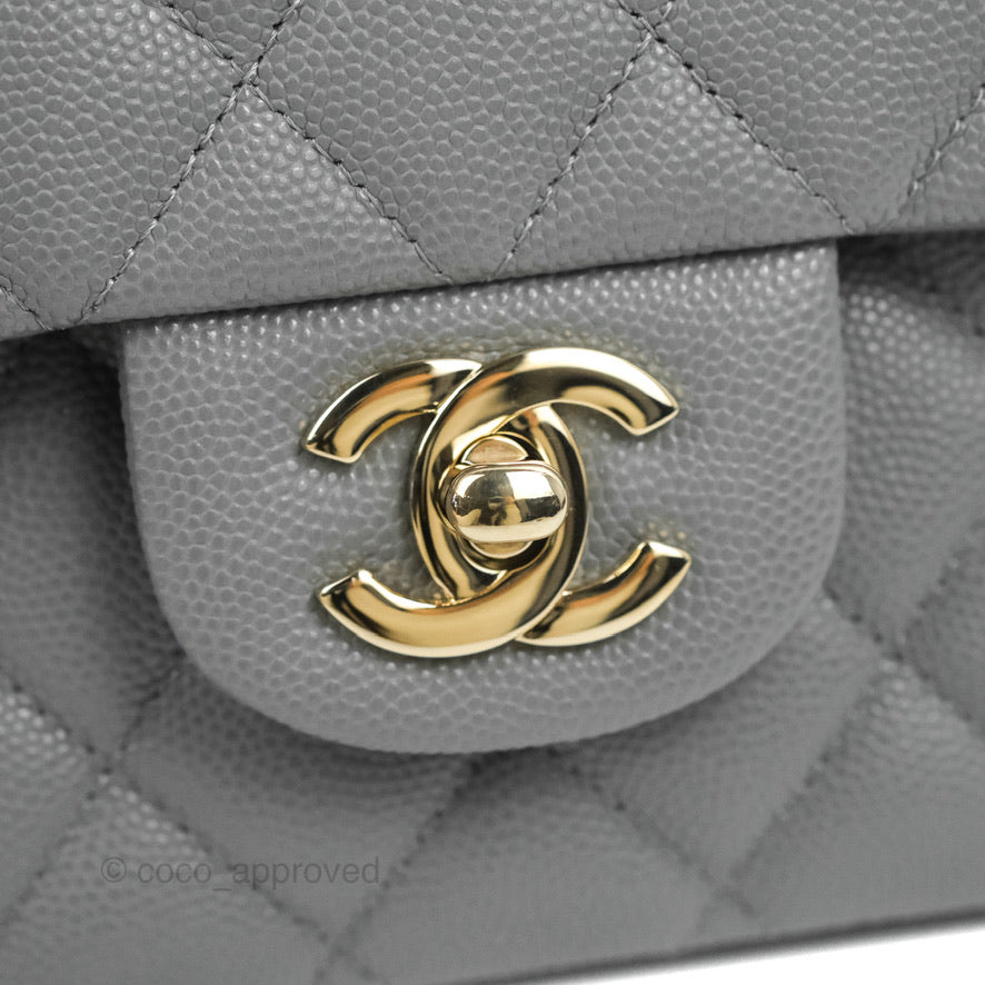 Chanel Classic M/L Medium Flap Quilted Grey Caviar Gold Hardware