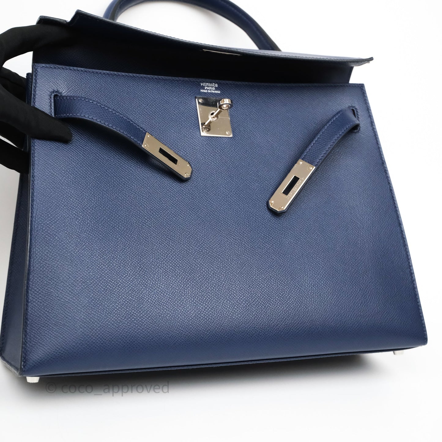 Hermes Kelly 32 Bleu Saphir 73 Epsom Palladium Hardware