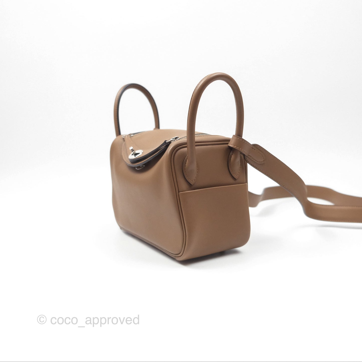 Hermès Mini Lindy 20 Verso Swift Alezan 3G / Biscuit 48 Palladium Hardware