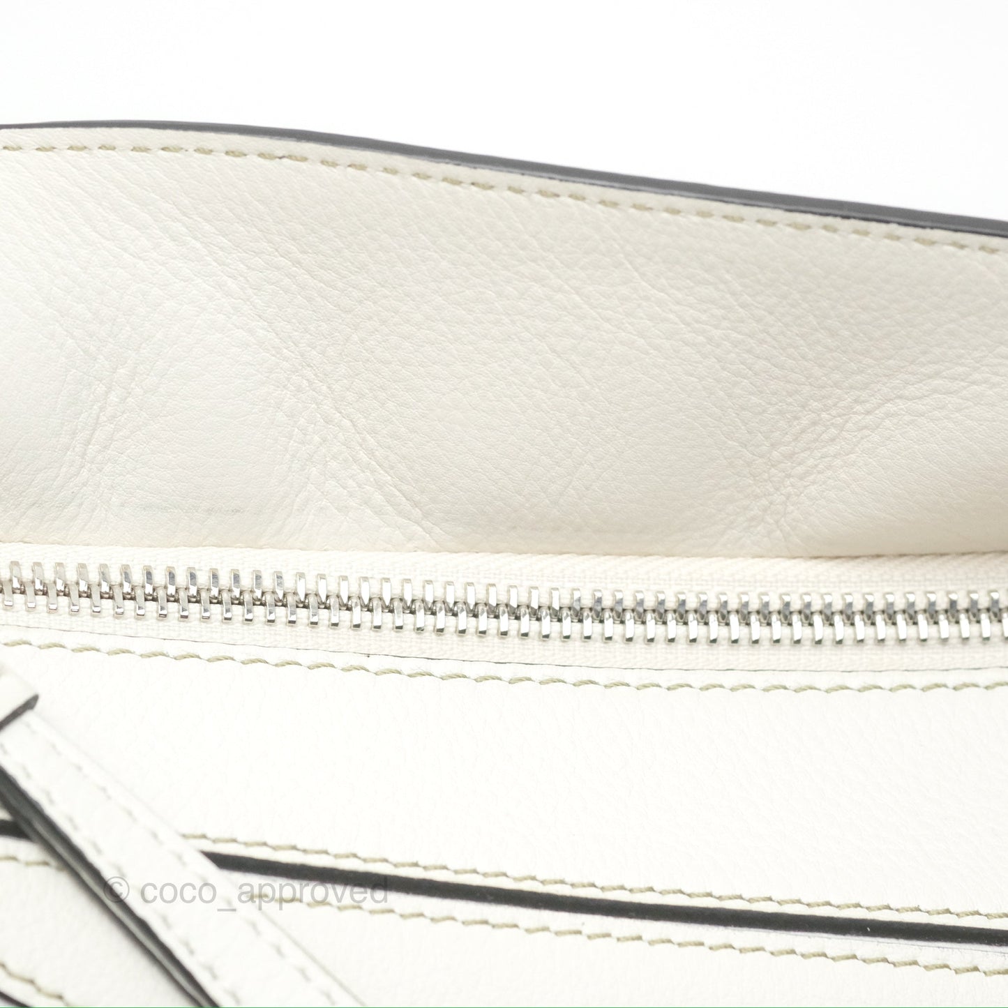 Loewe Small Puzzle Bag Soft White/ Rosemary Calfskin Silver Hardware