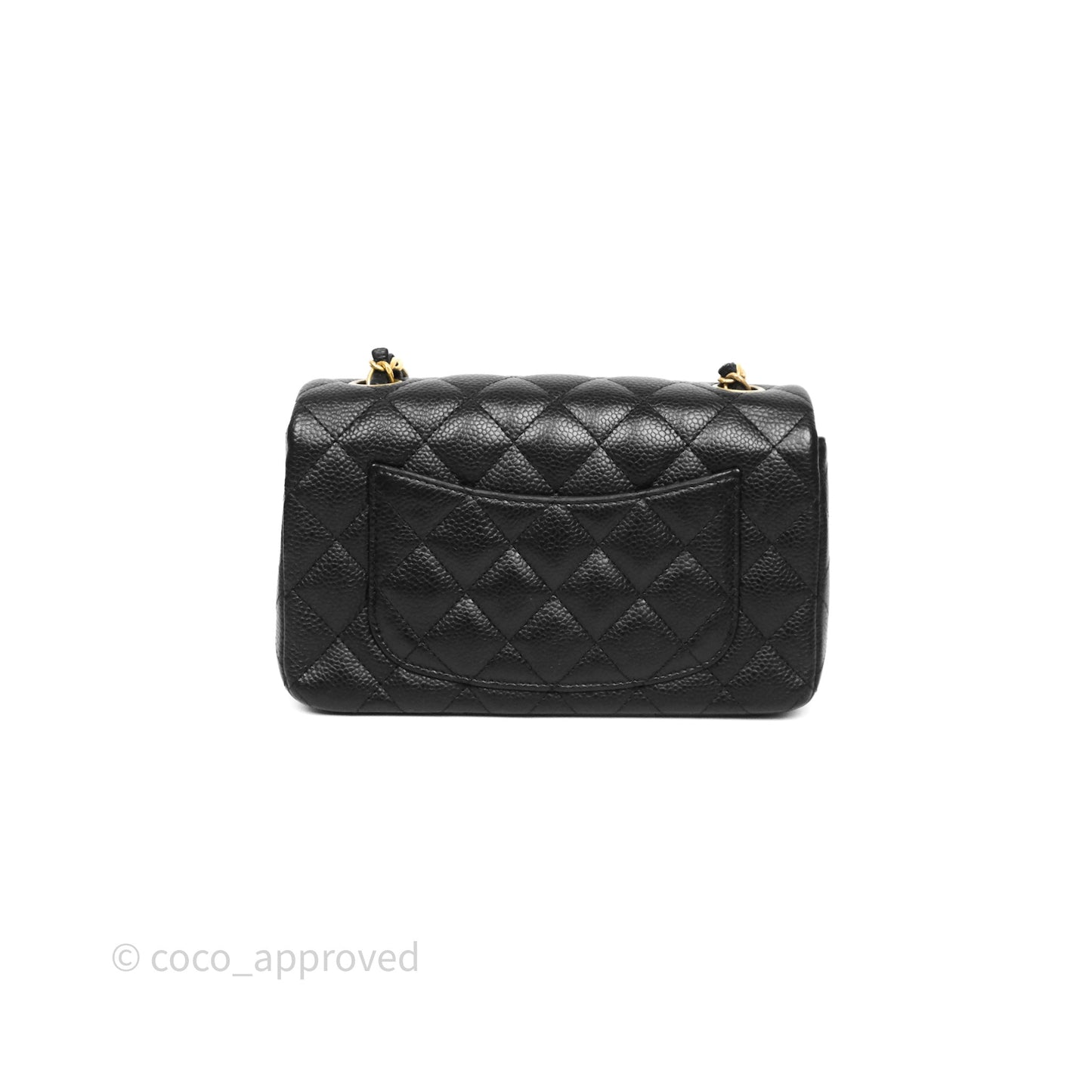 Chanel Mini Rectangular Quilted Black Caviar Aged Gold Hardware